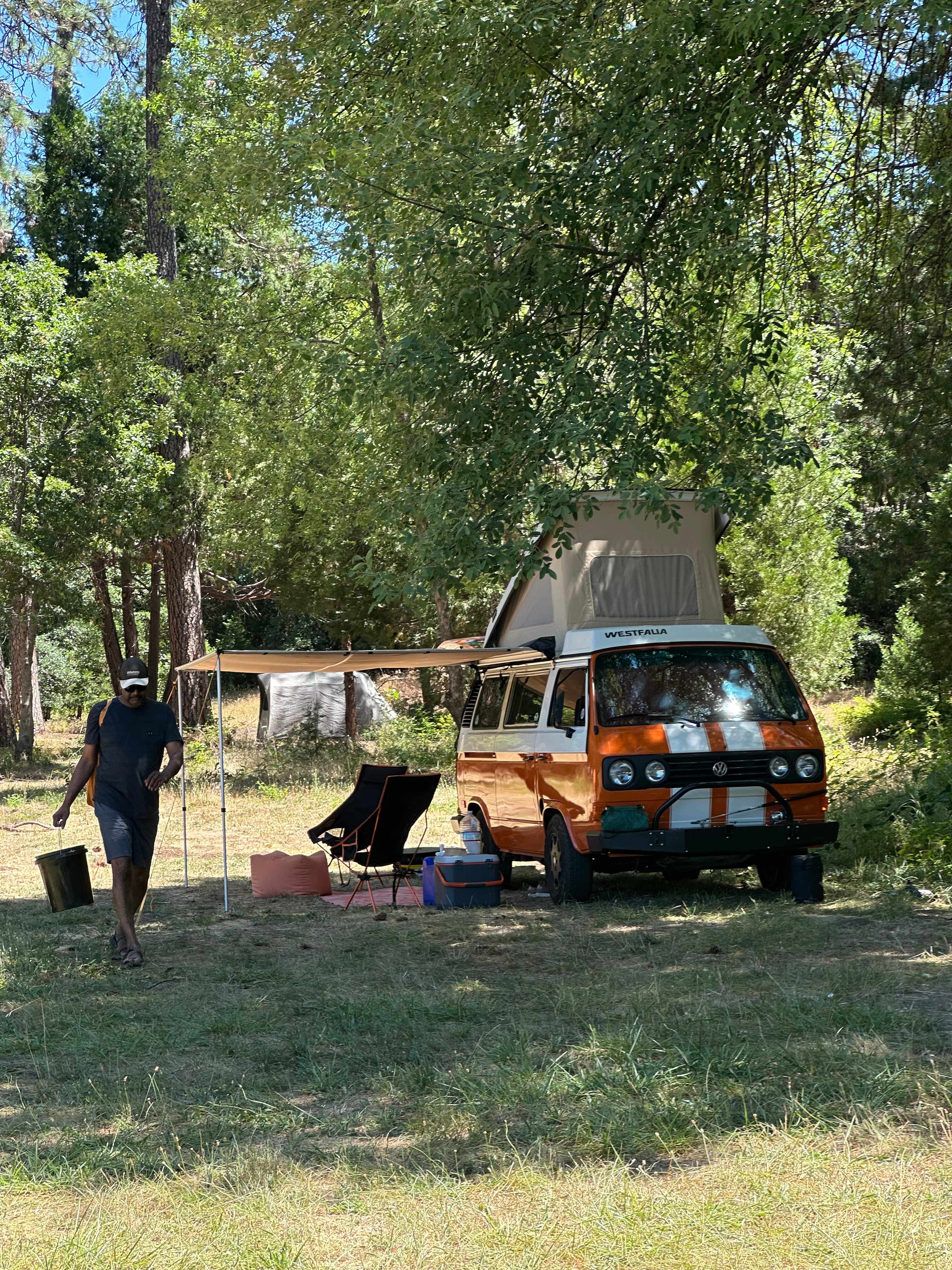 Bringing a bucket from camp