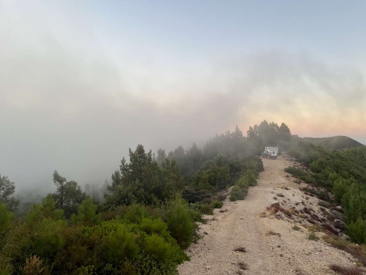 Ocean is to the left. Fog rolled in from that side.