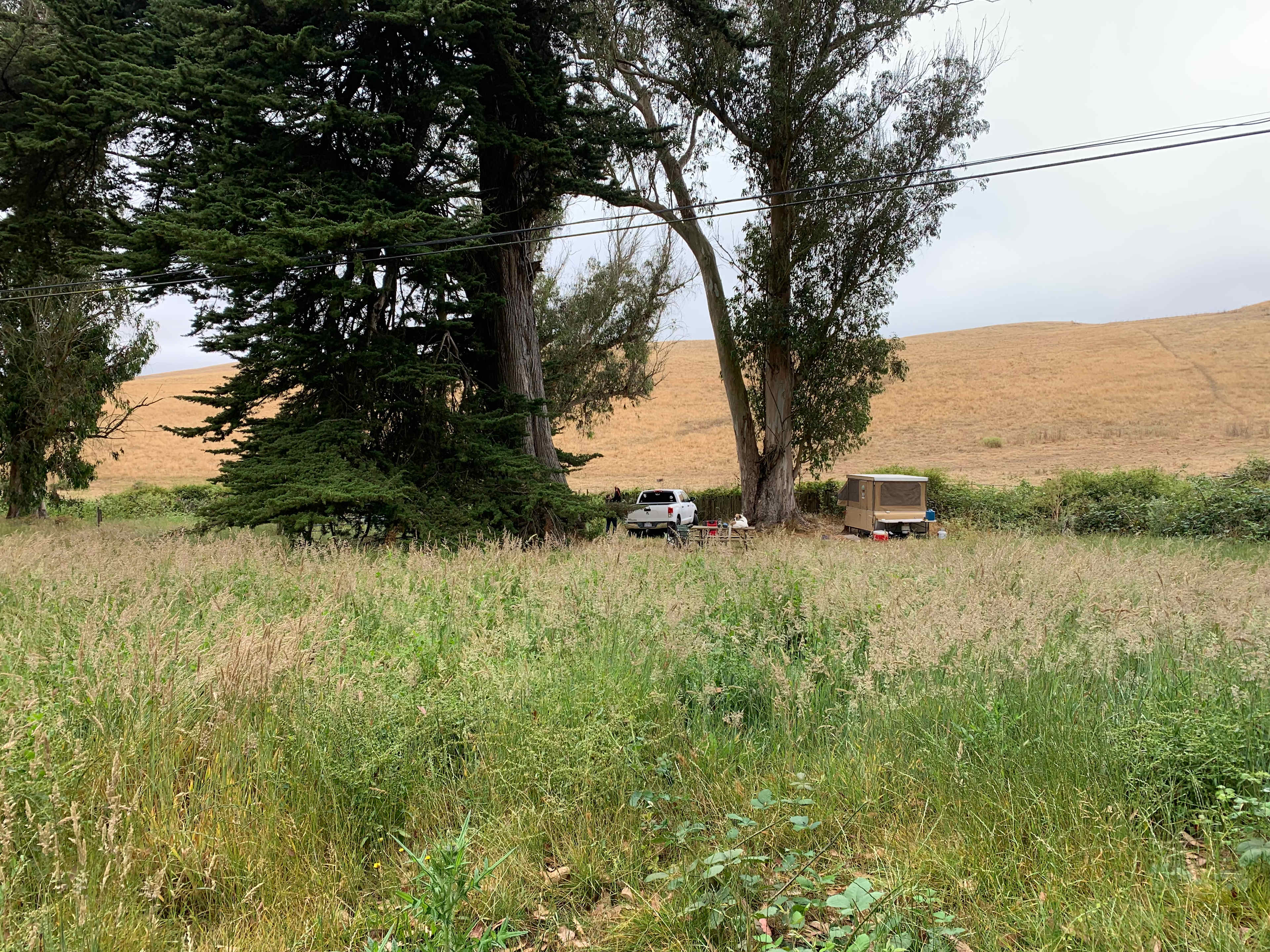 View of our campsite from up the hill.