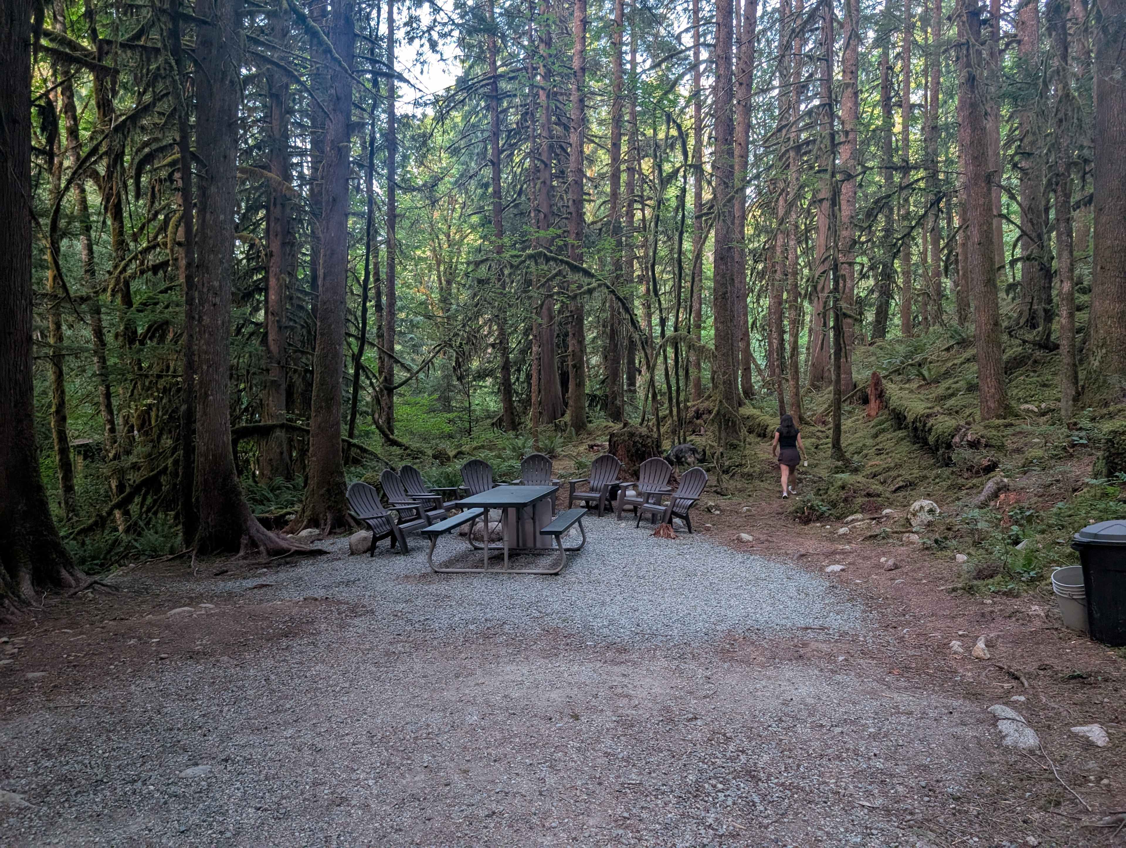 Campsite. There's a long, slightly sloped road behind the photographer 