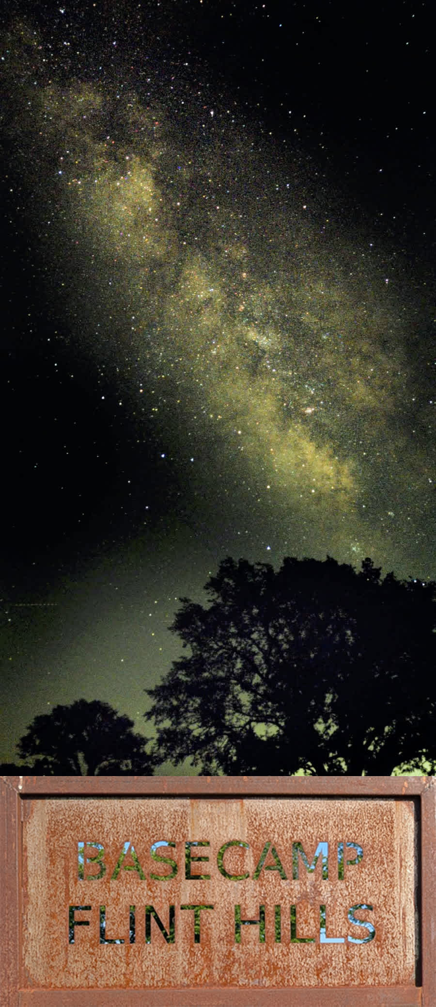 The Milky Way rising over Basecamp Flint Hills