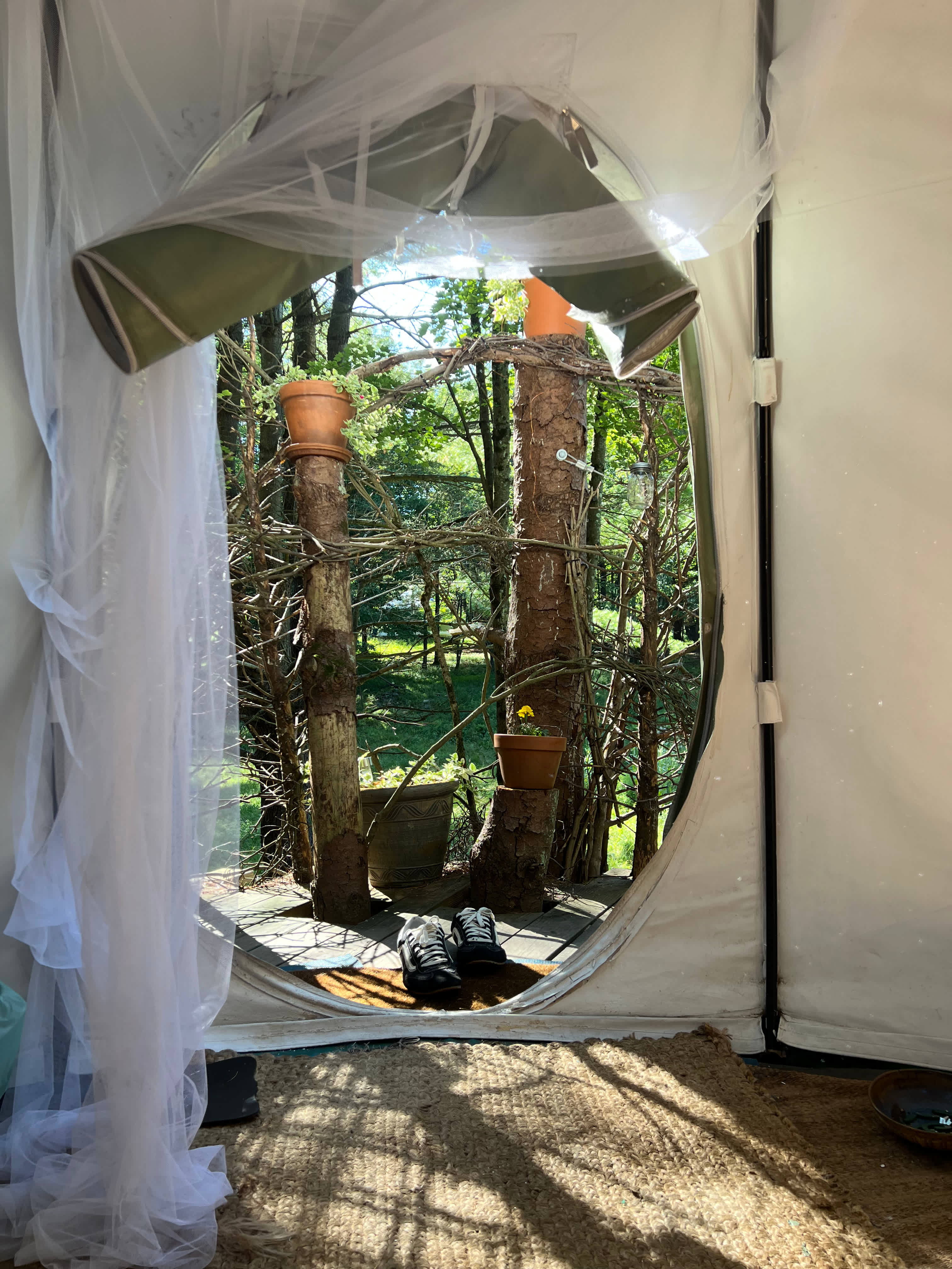 A view outside the tent