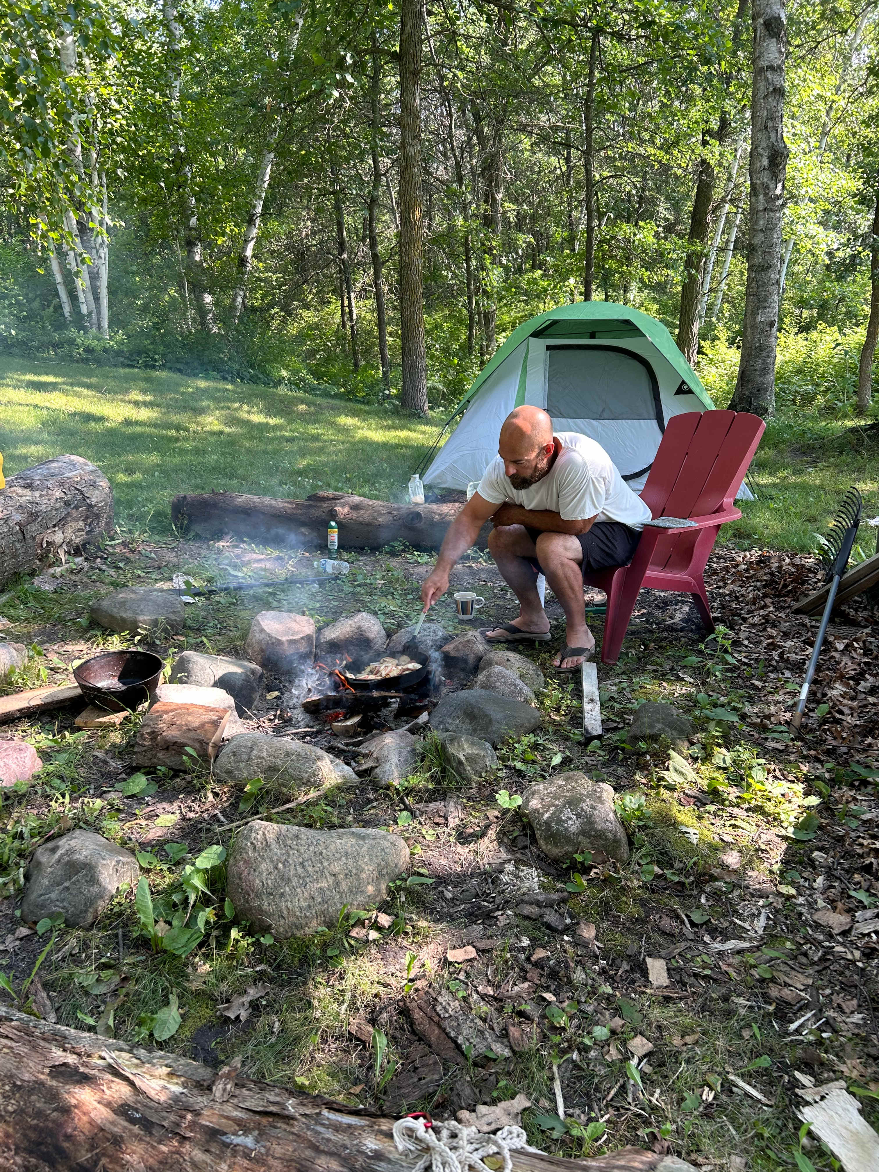 Even though the cabin was stocked for cooking, we like to rough it a little.