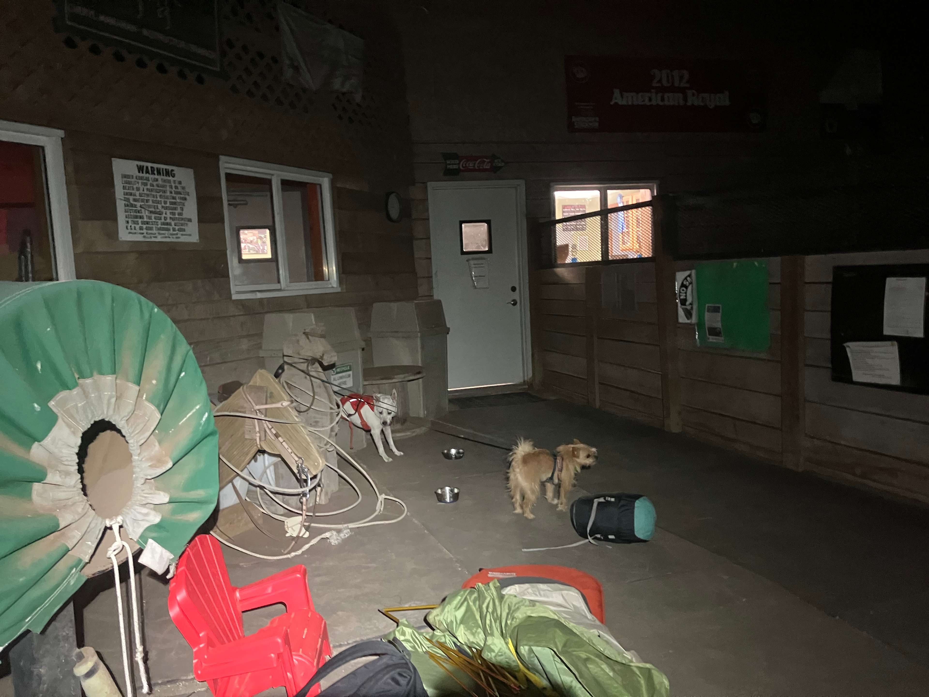 Emergency set up in the barn