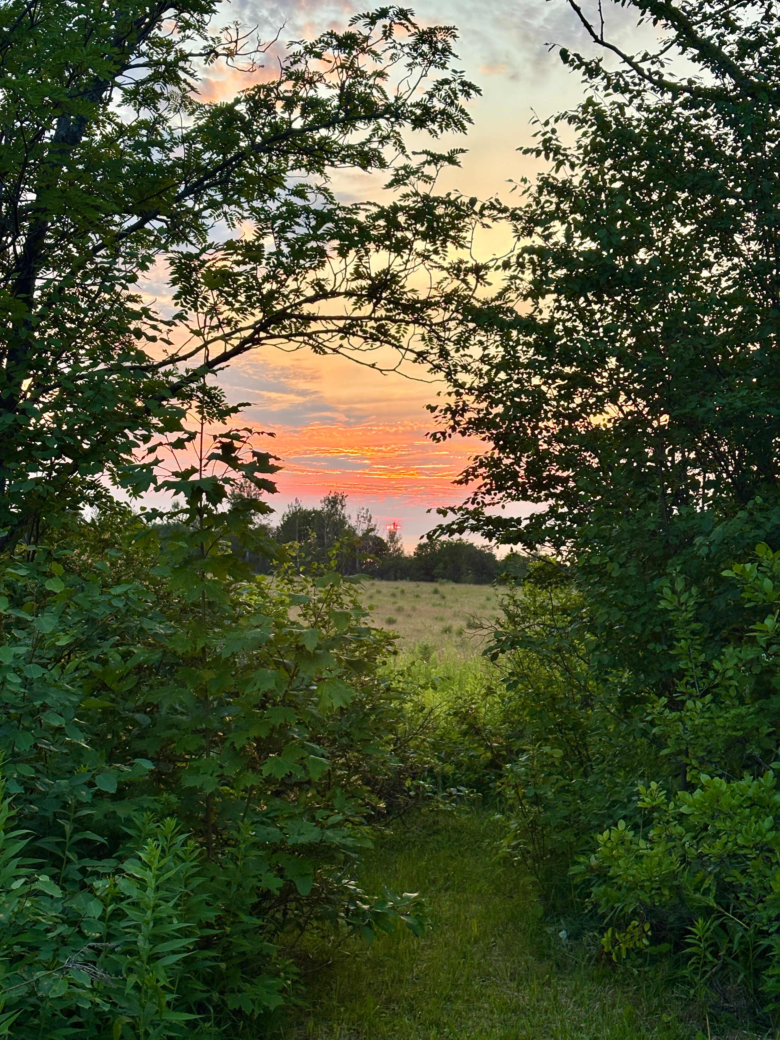 Sunset view of Lake Superior from the community fire pit
