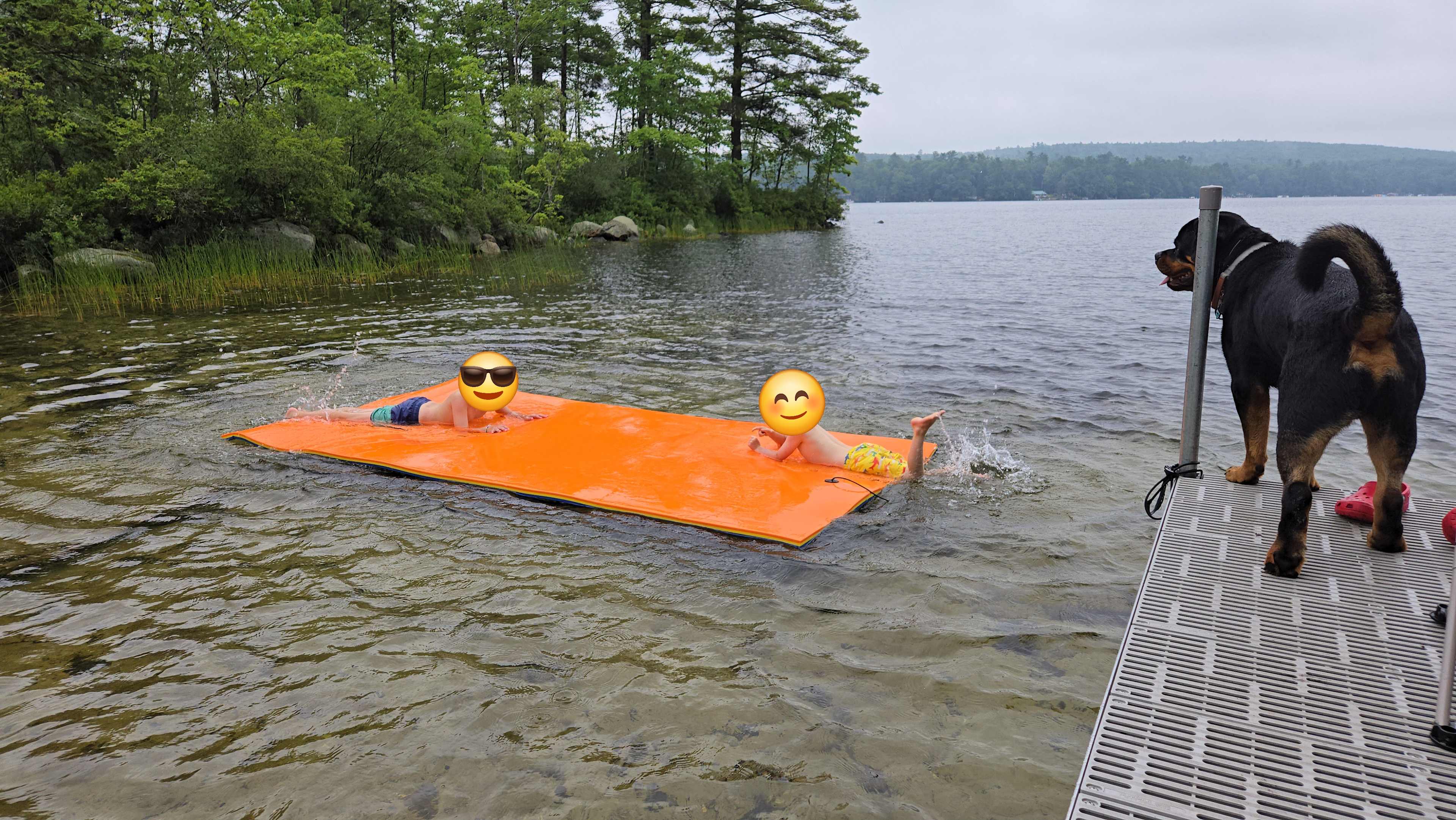 Rented a floating mat with our RV, lots of fun on the lake