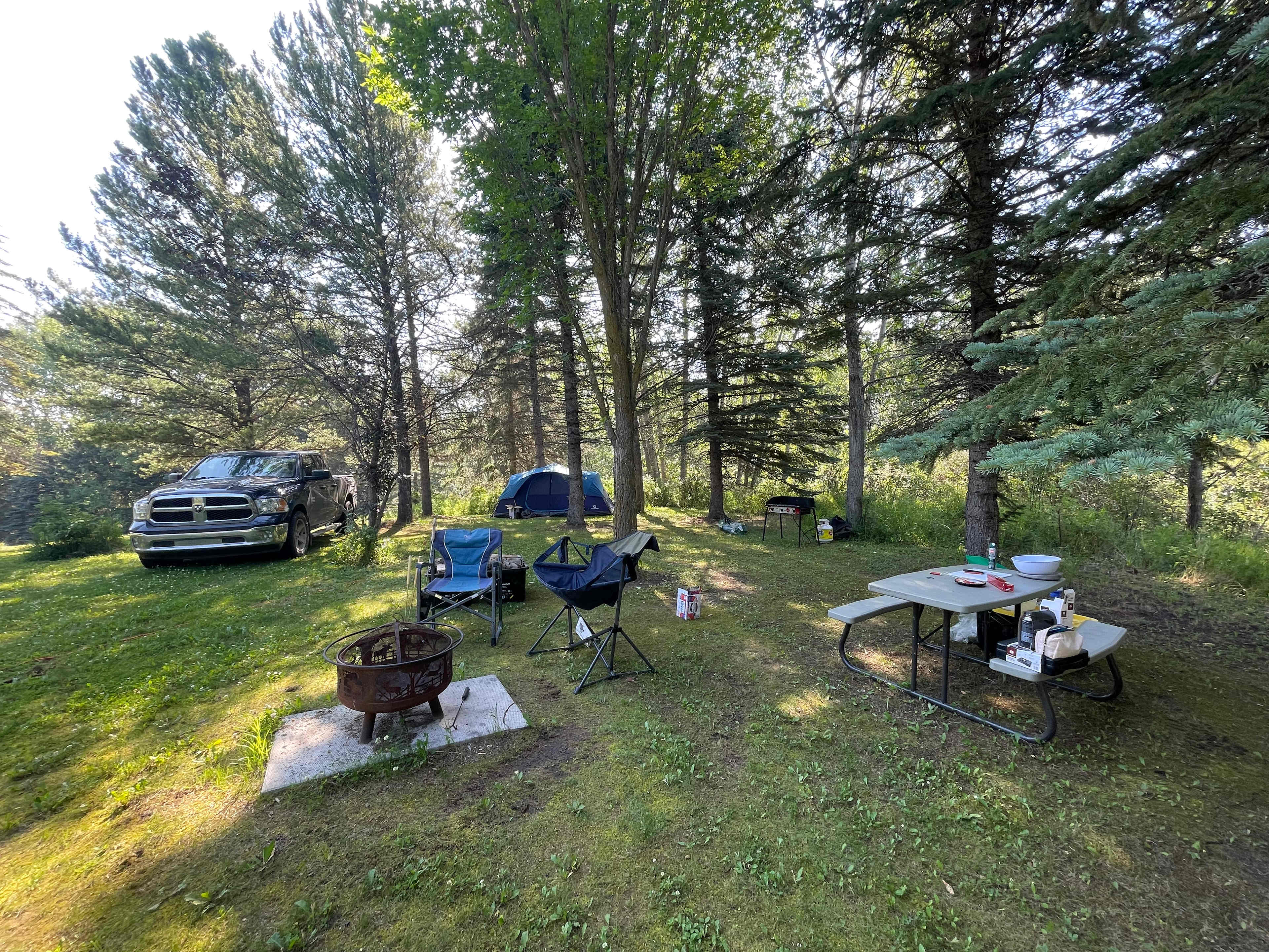 The site we chose for the weekend - in shade most of the day which was great in the 30 degree weather