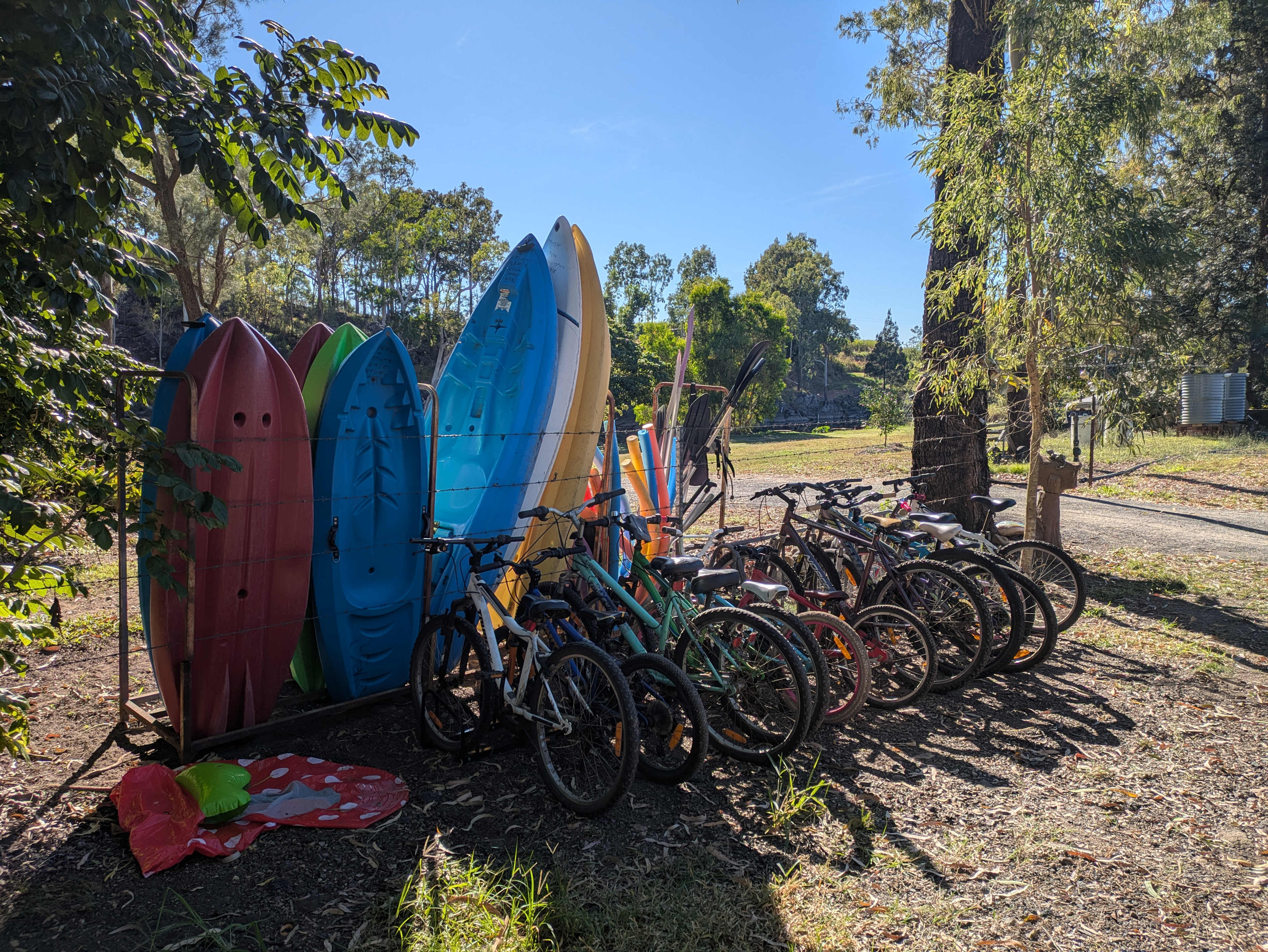 Kayaks and bikes for campers to use