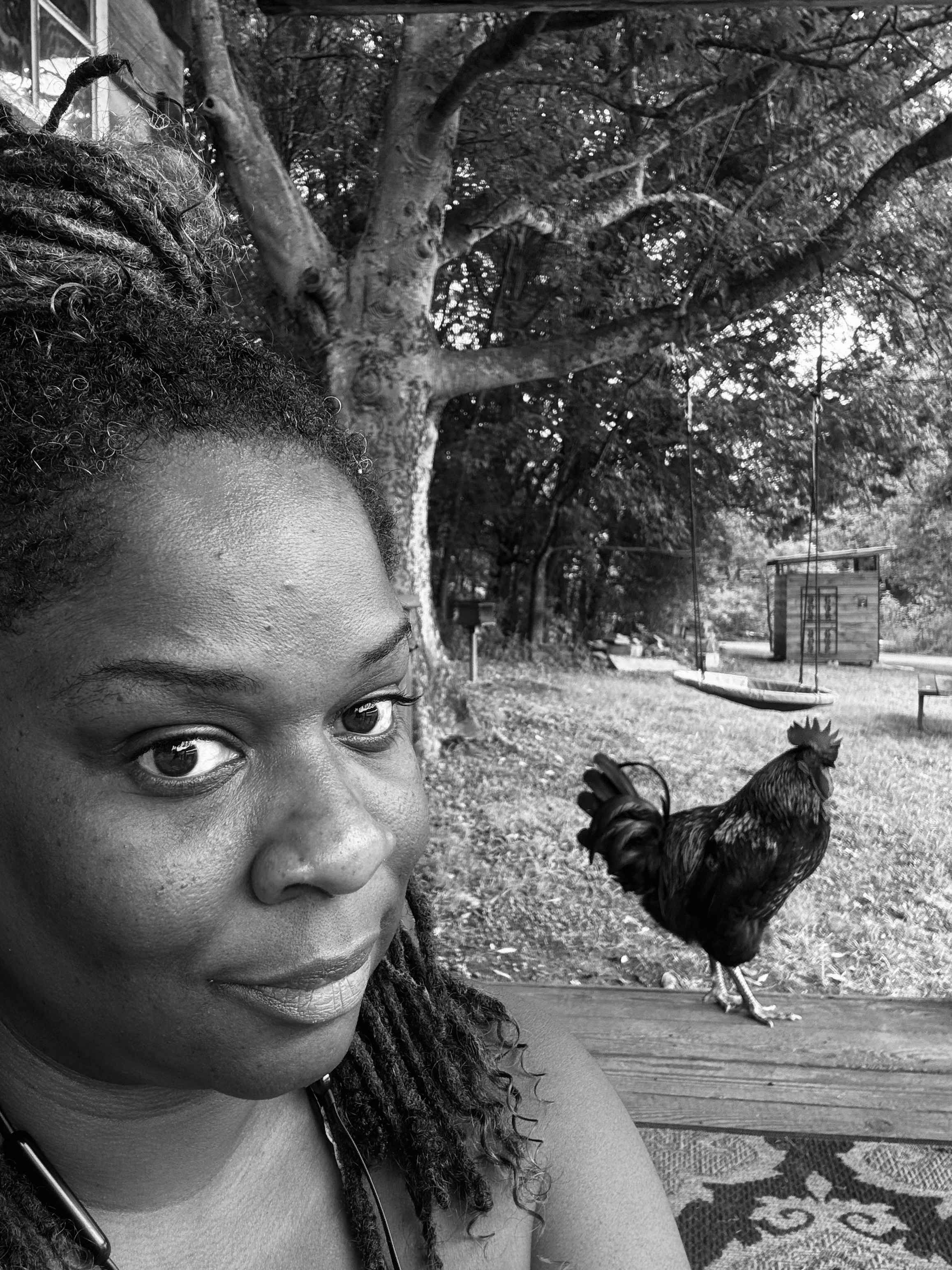 Me and “Hei Hei” just having a little breakfast
