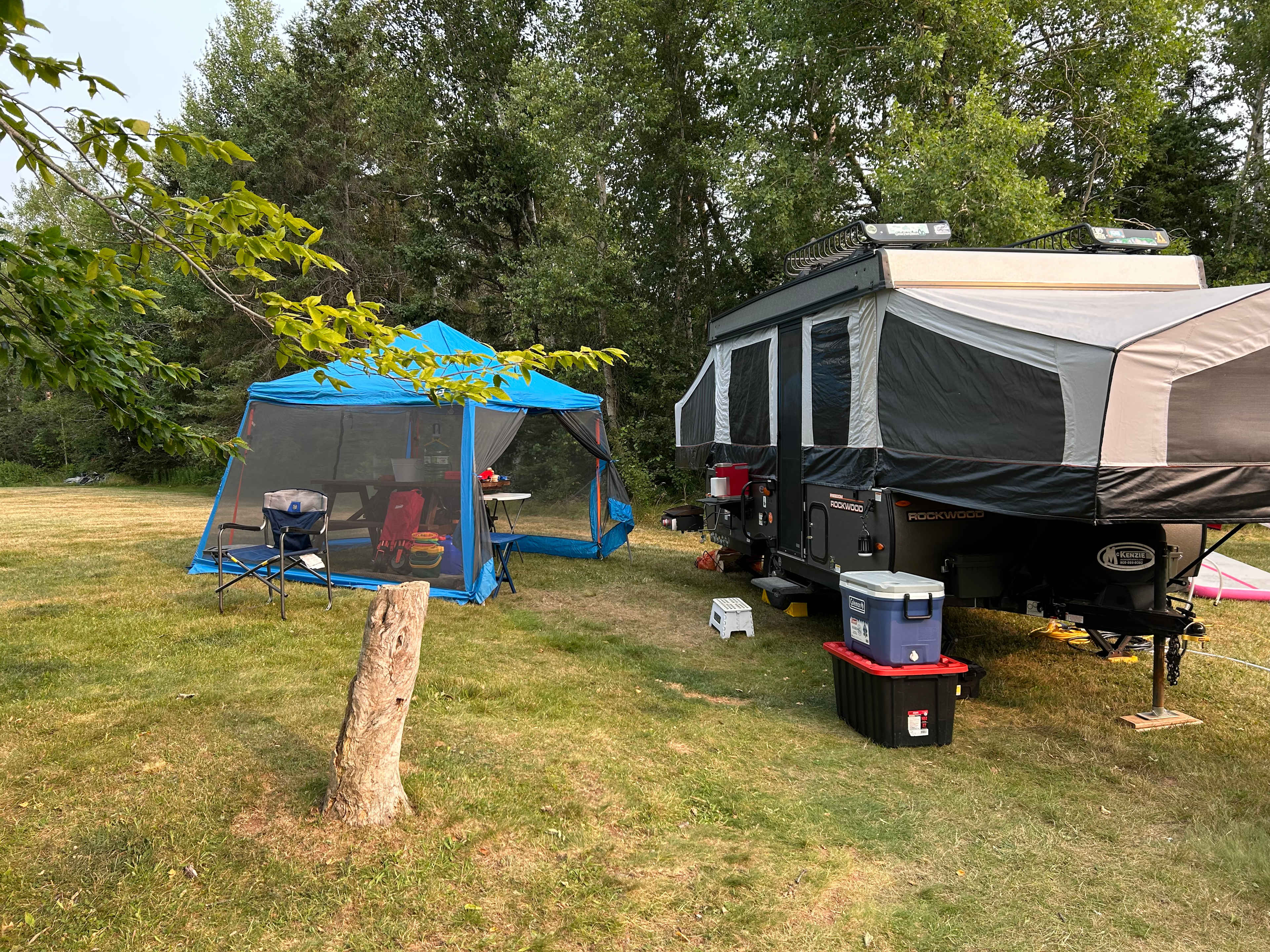 Spacious site, our mid-size pop-up fit with more than enough room to spare. 