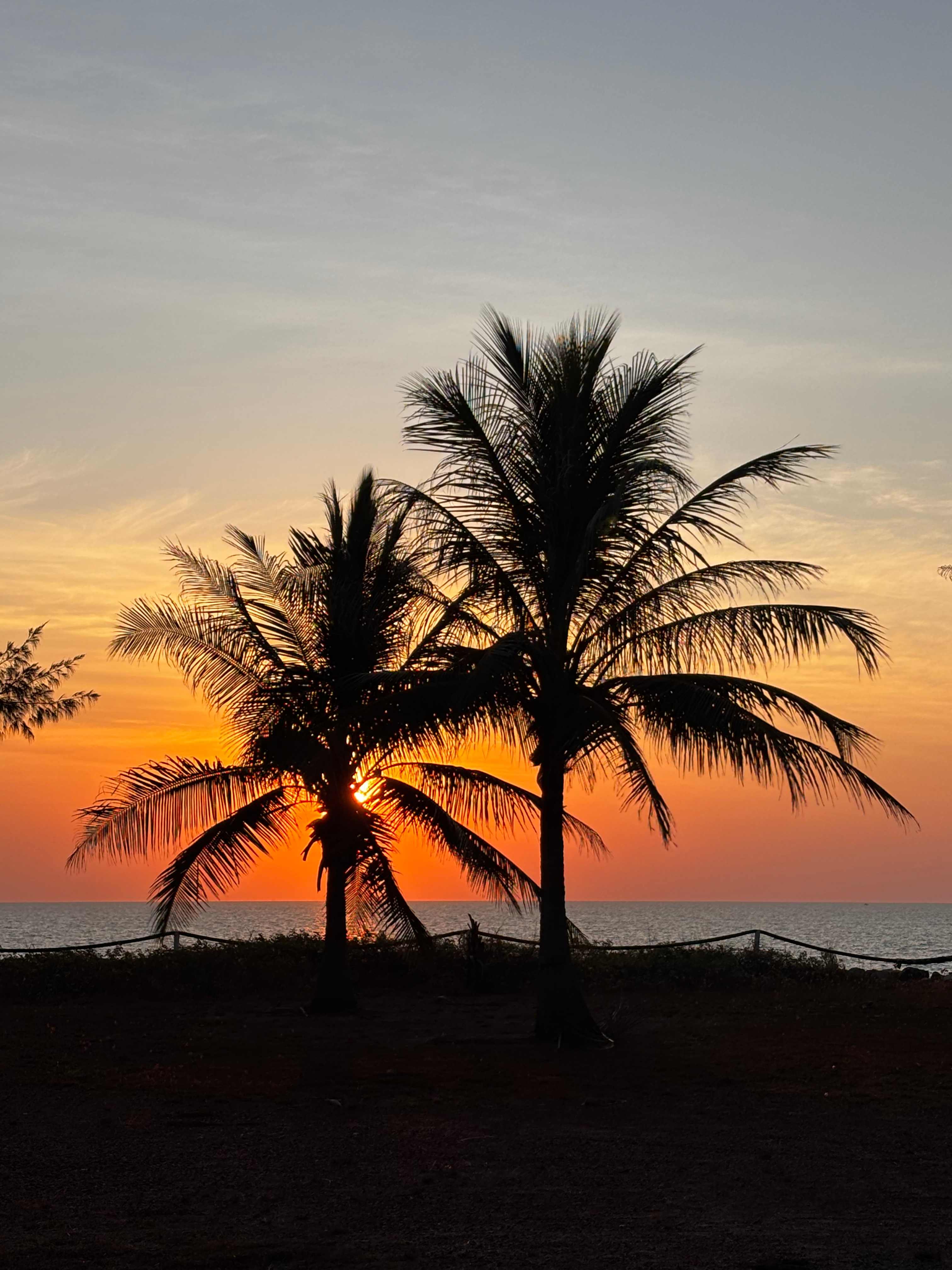 Sunset at the beach opposite our camp