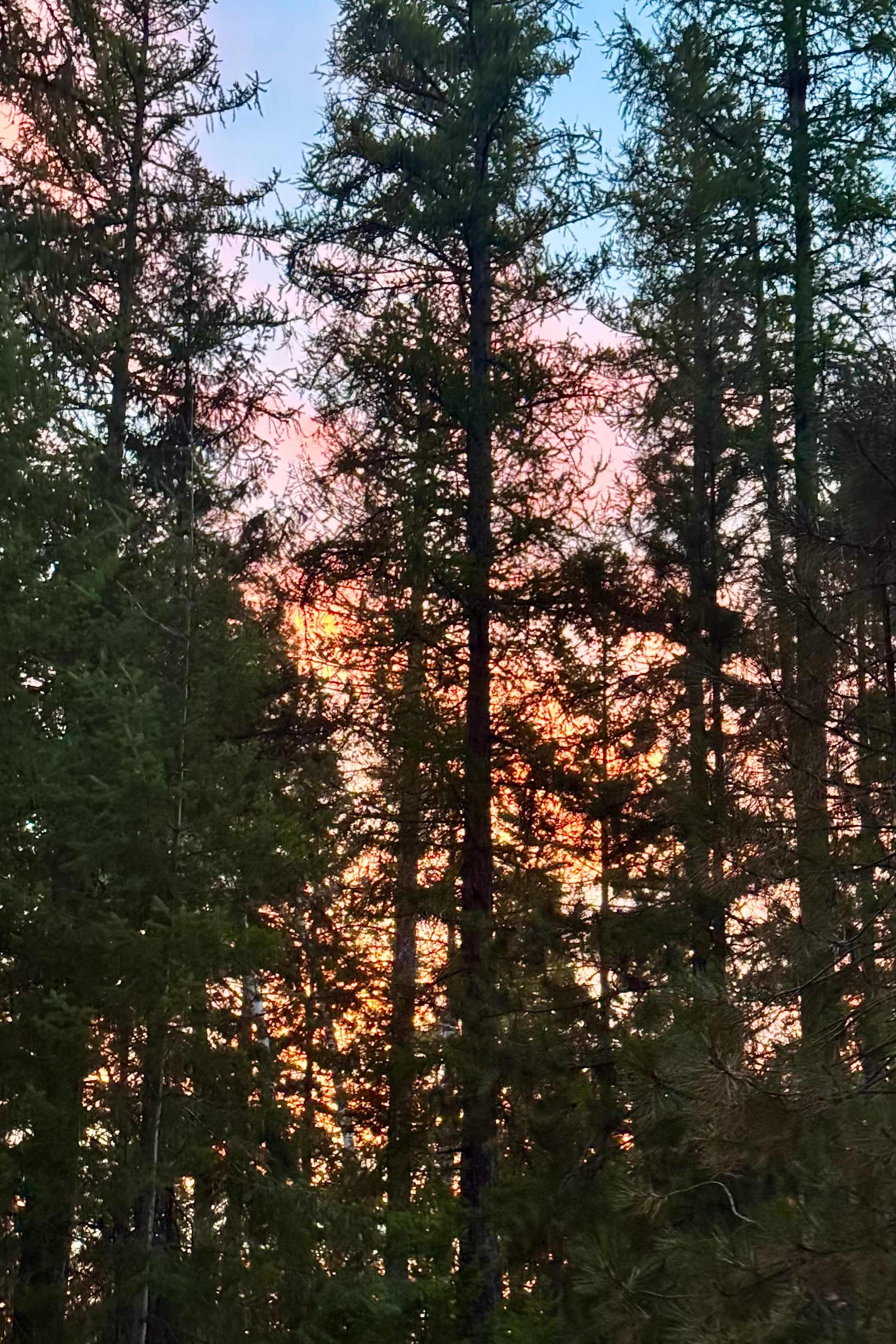 The first evening’s sunset. 