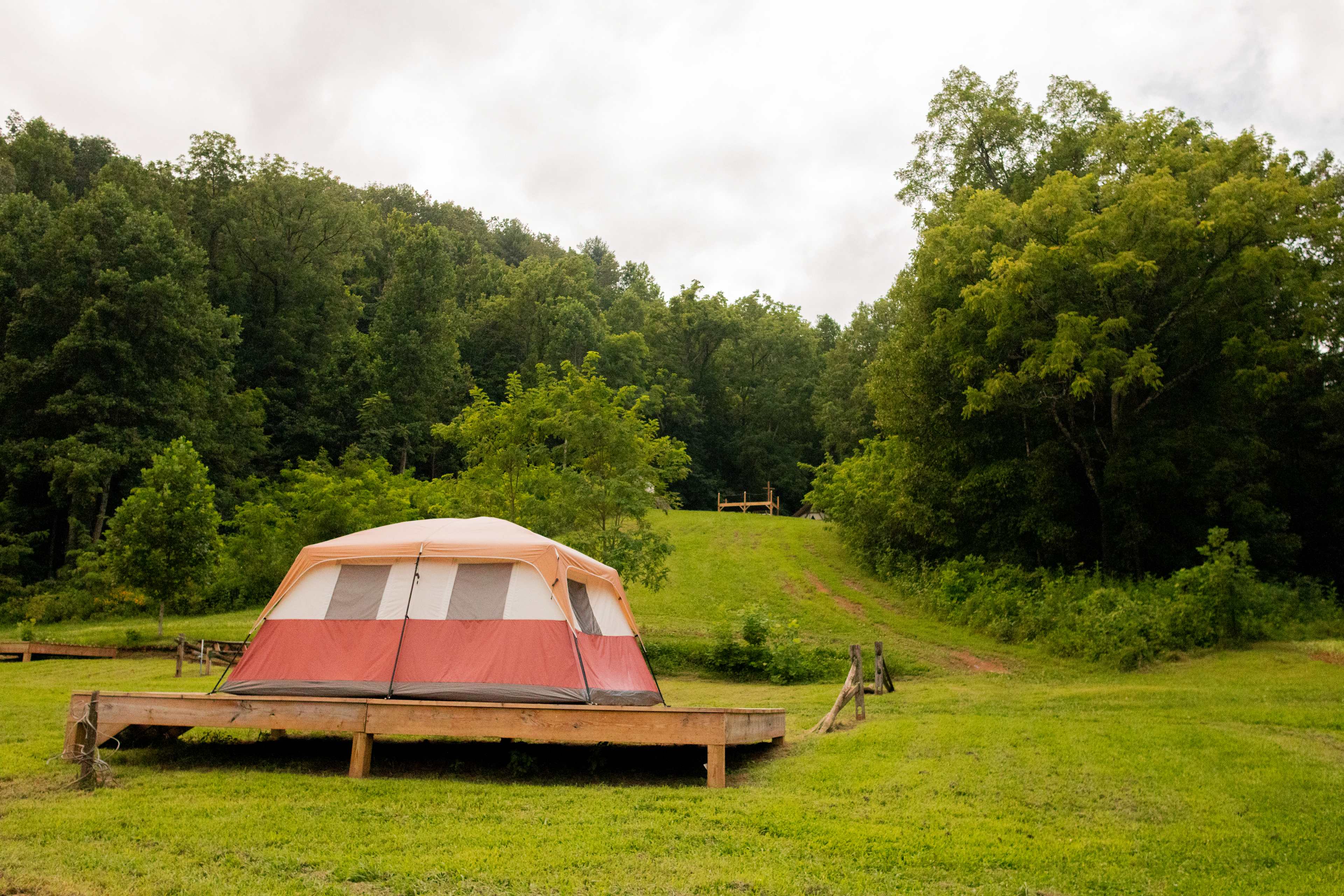 Platforms make it easy to set up your own tent for camping.