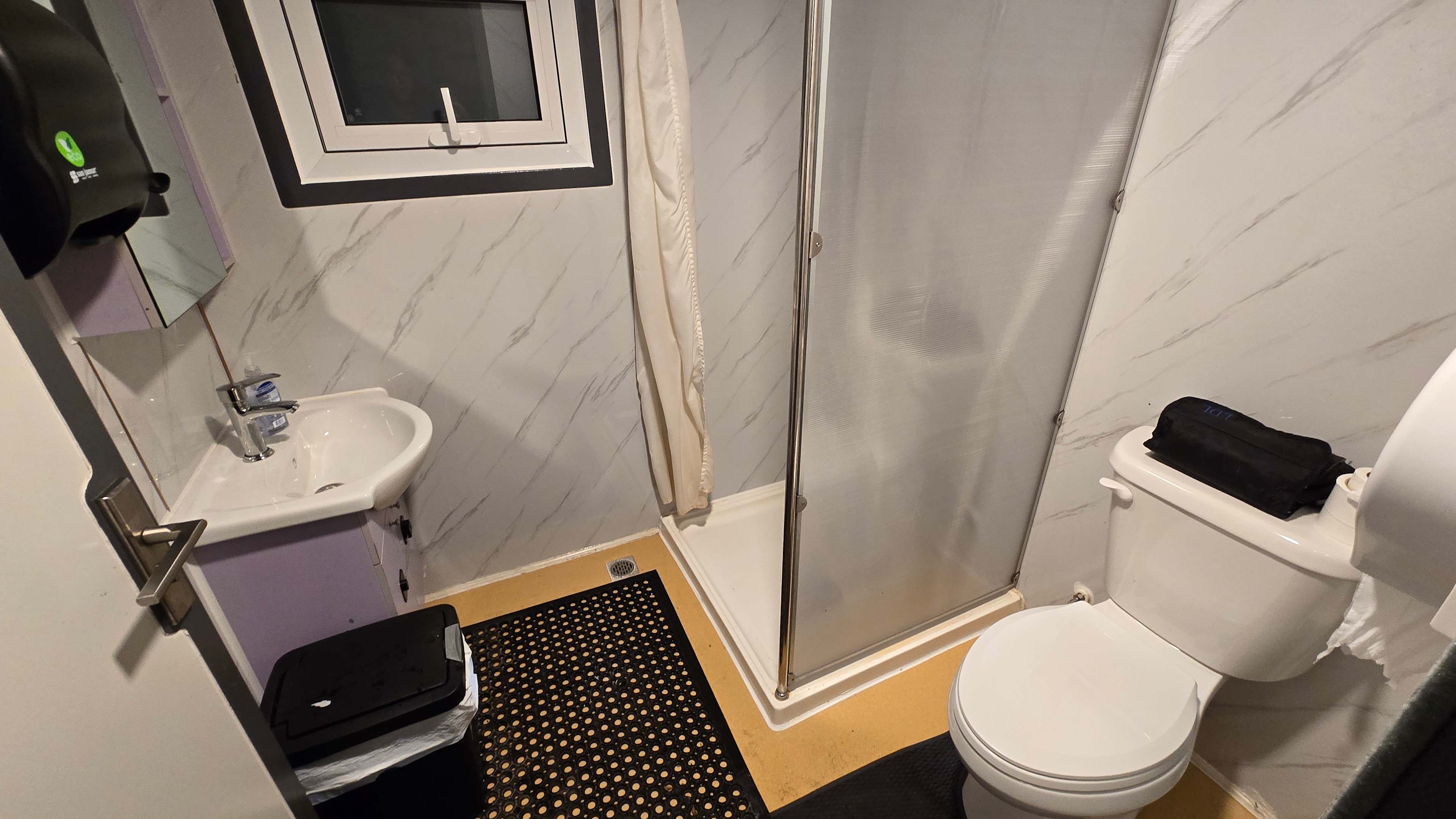 Clean bathrooms with hot shower