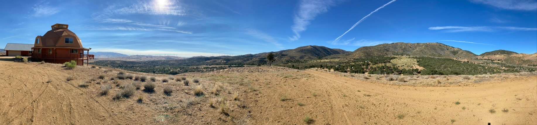 John's house and the hilltop with windmills in the distnace.