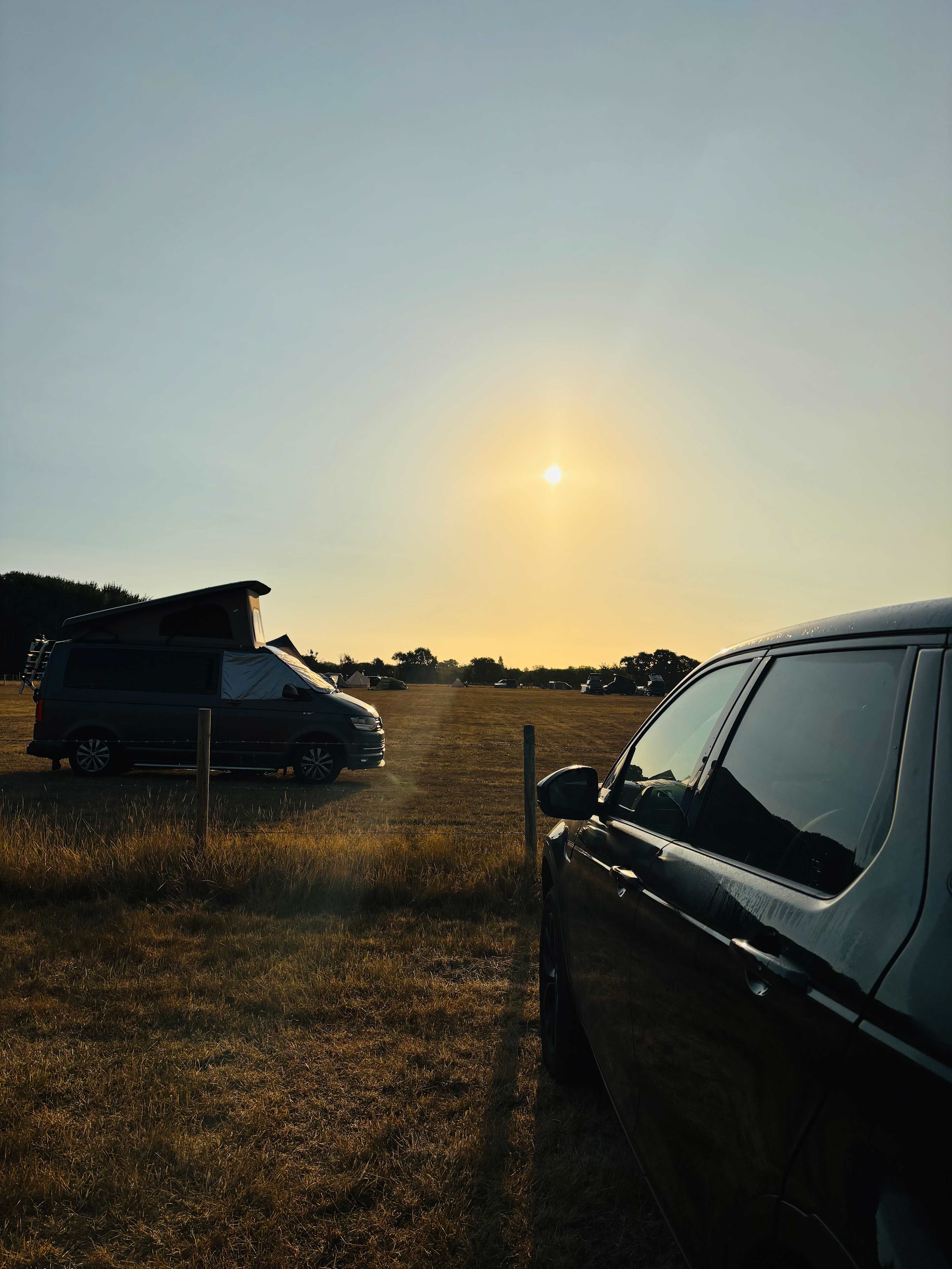 Morning sunrise looking toward the shower block