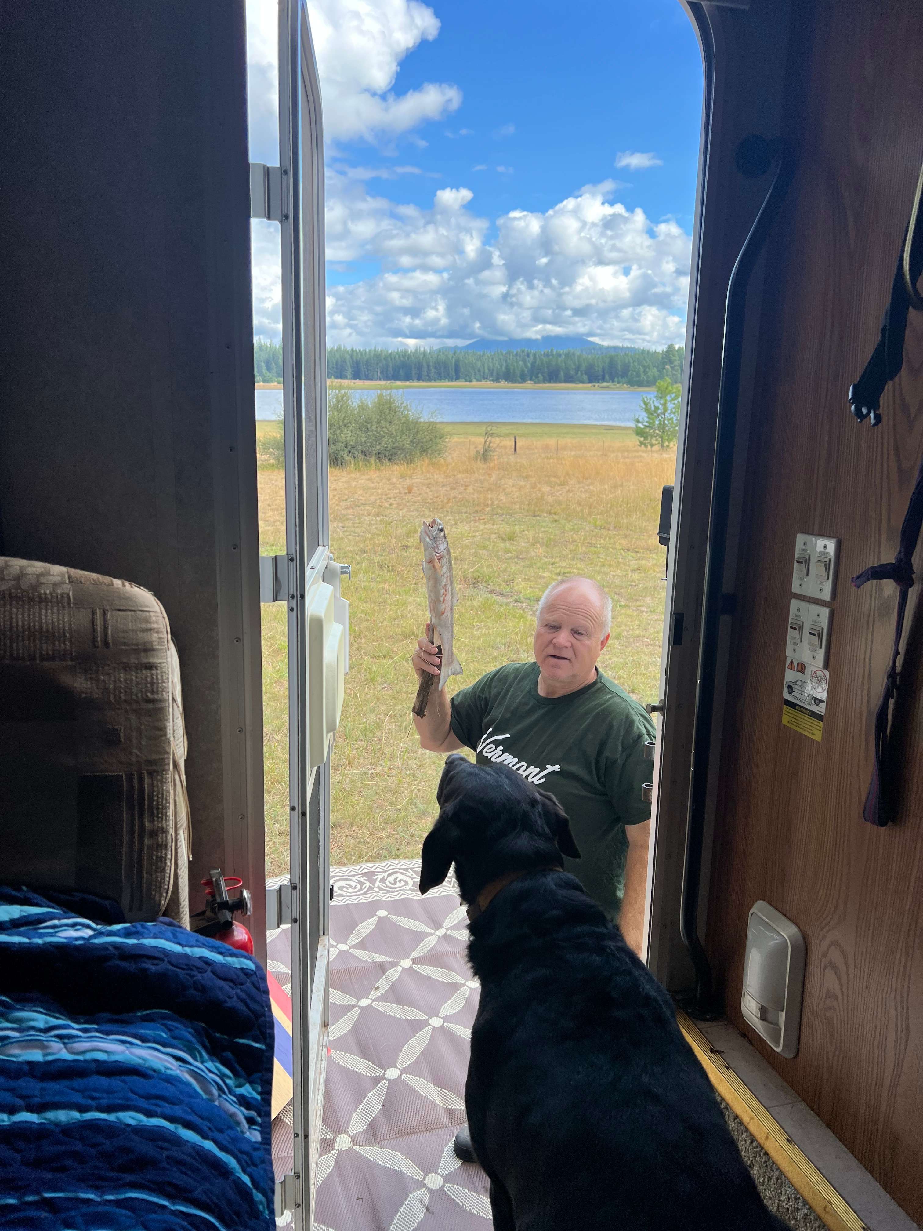 We watched an Eagle drop this fish right in front of our RV, Bob got it before our pups did. 