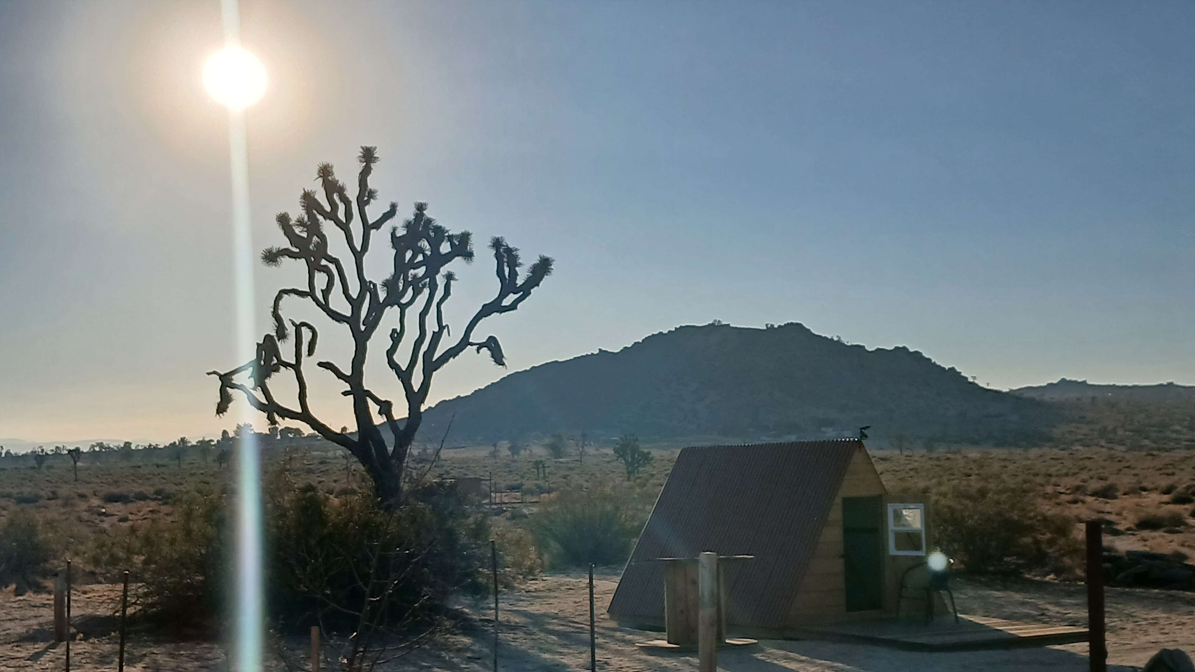 Small A frame. Watch your head. Shorter than 5 ft (: sstanding room inside is taller tho