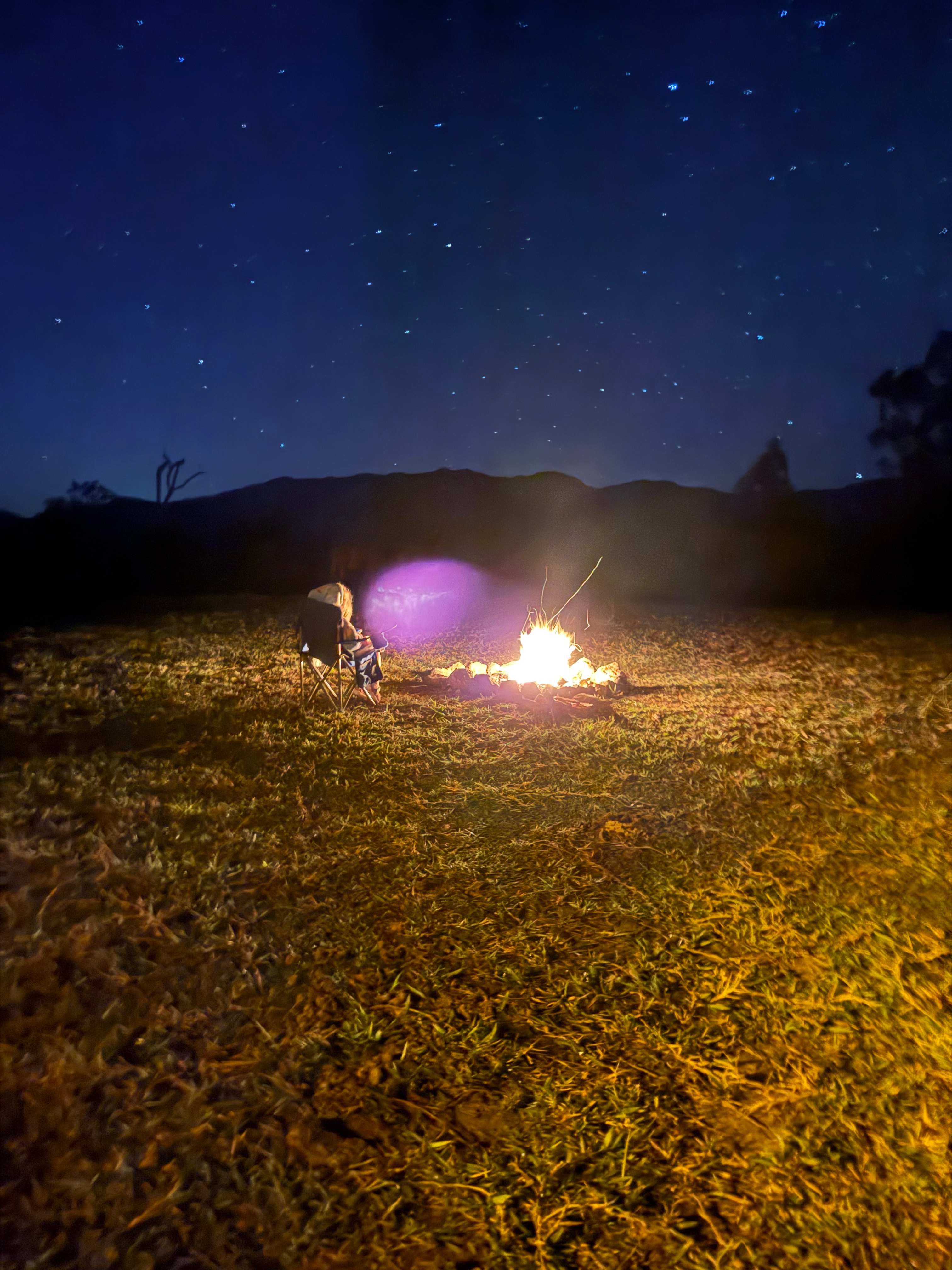Stars and the campfire. 