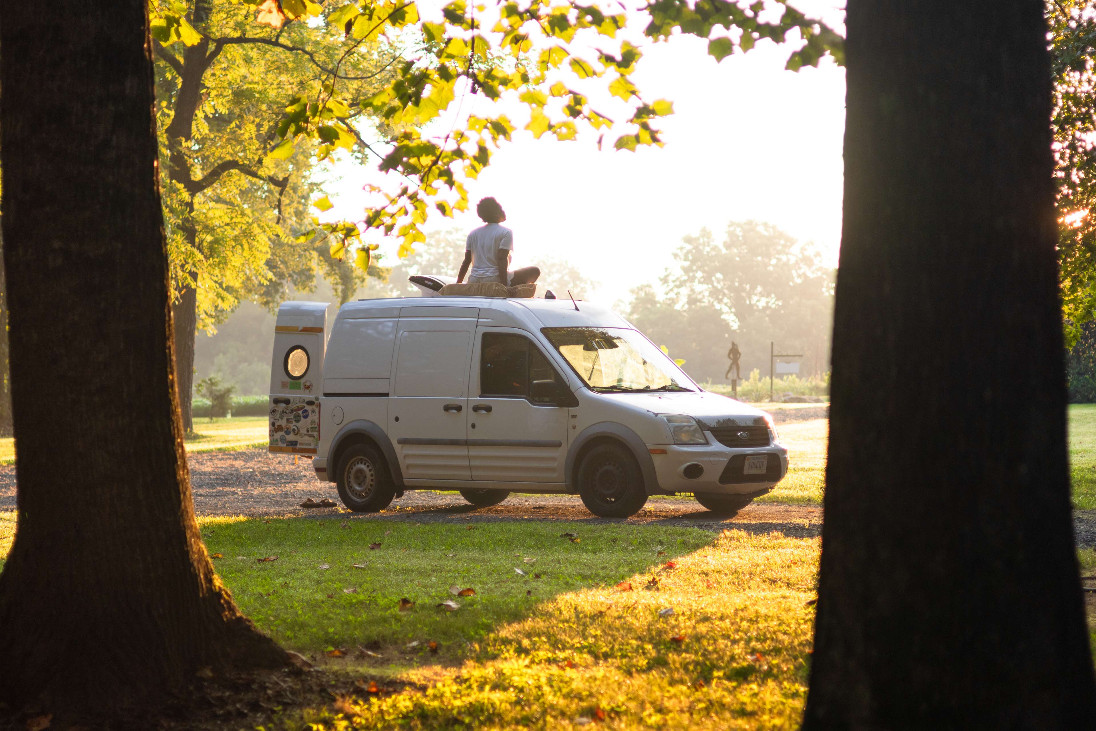 Watching the sunrise over the field