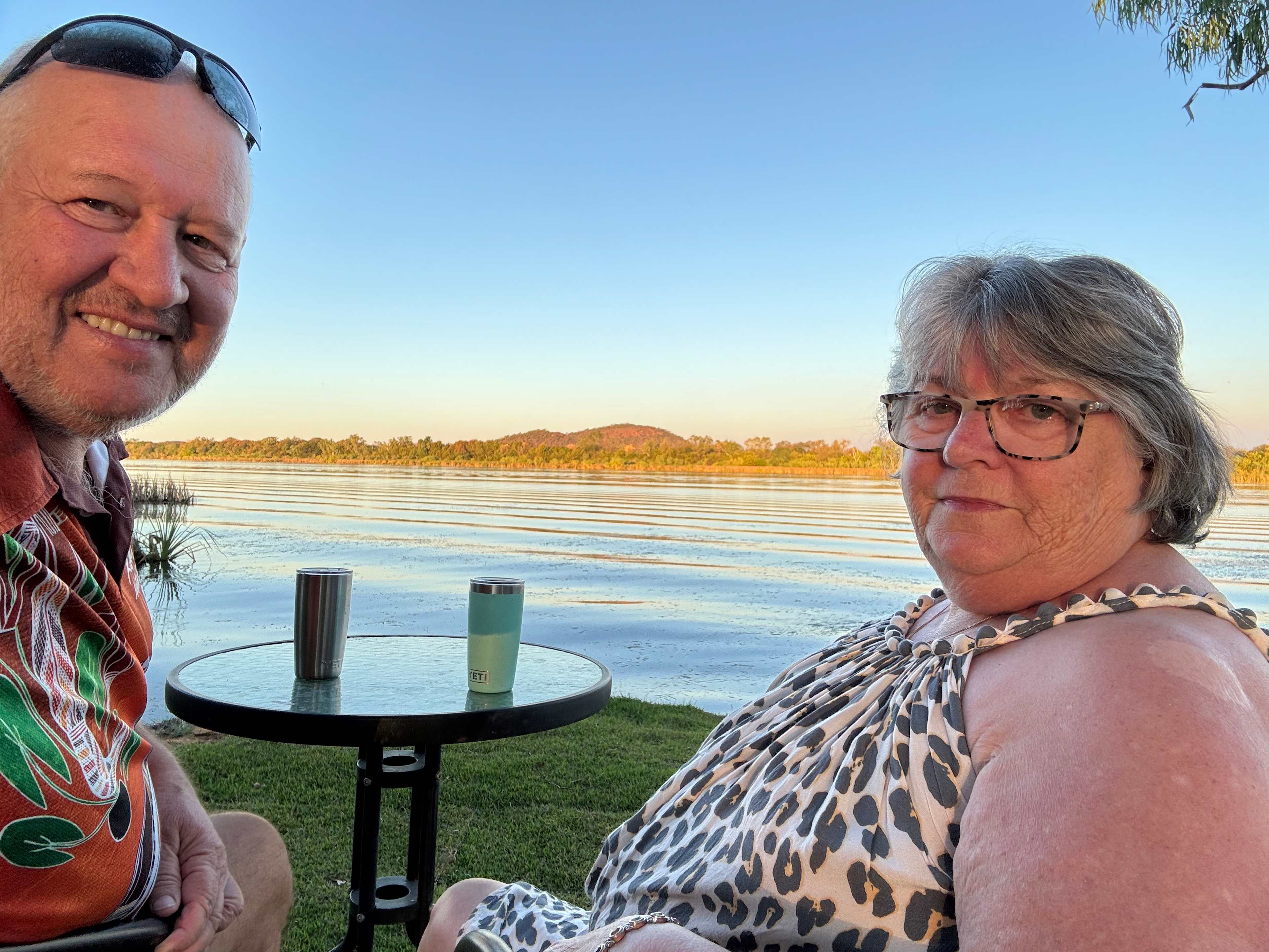Relaxing at Katie Mary’s property on the banks of the Ord River