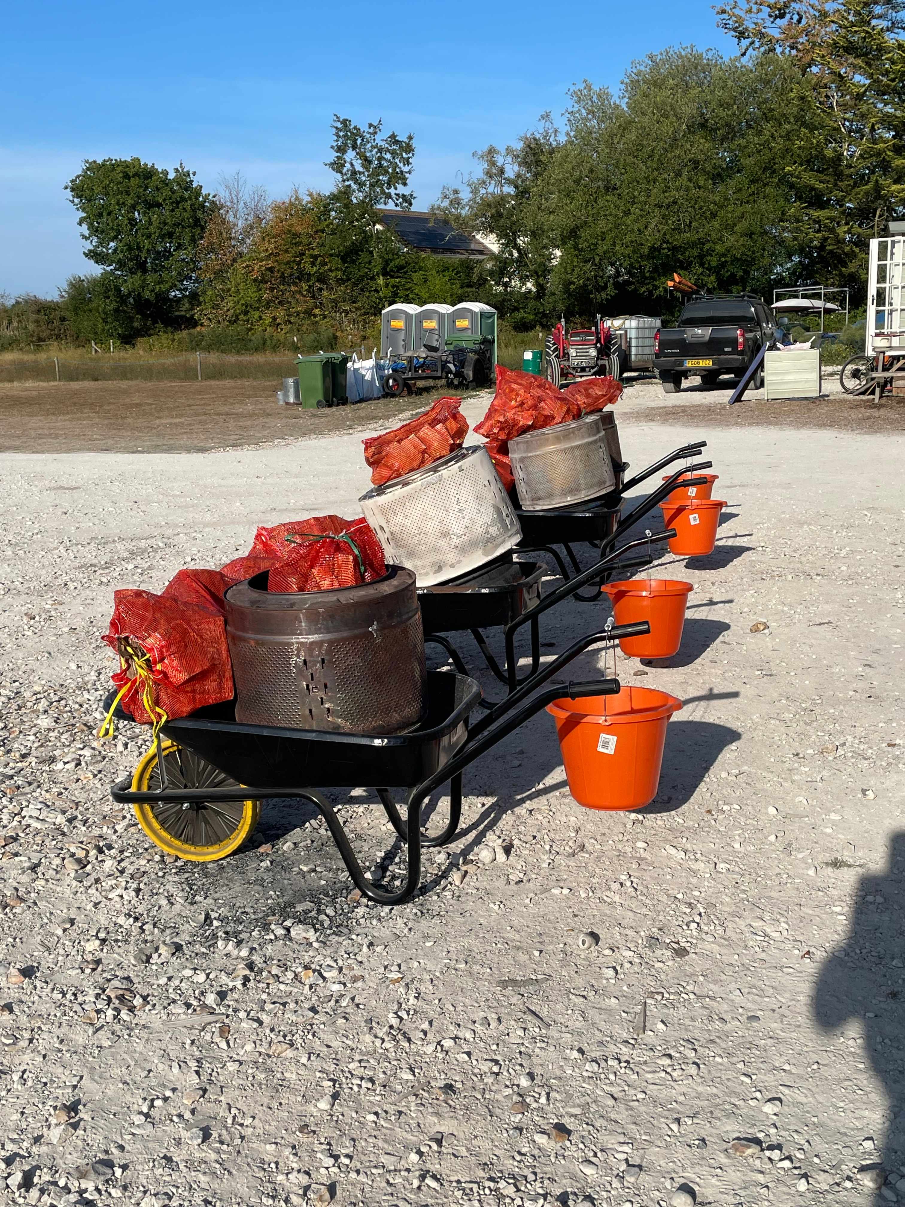 Recycled washing machine drums. Clever!