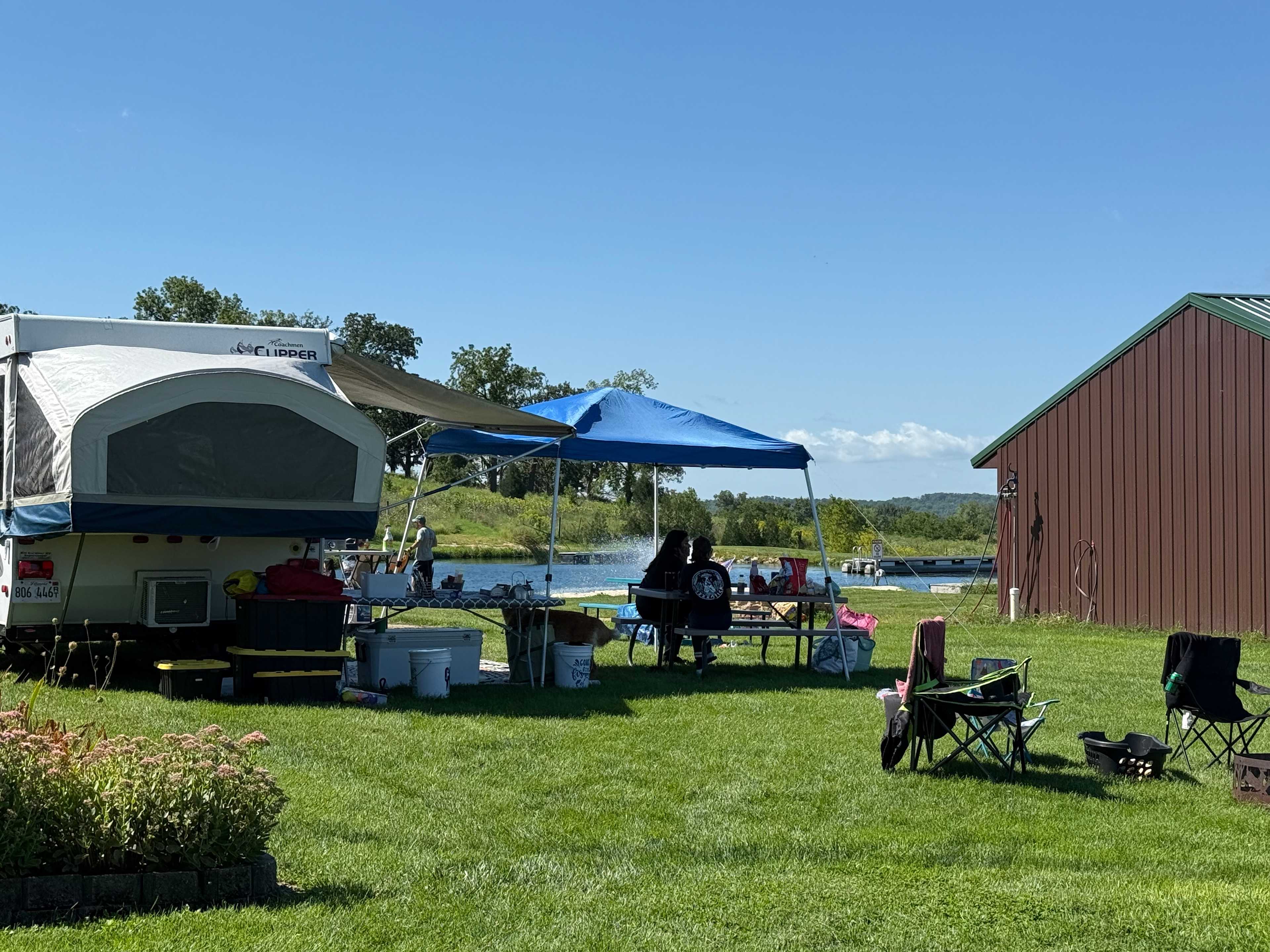 View from bathroom to site 1 & pond