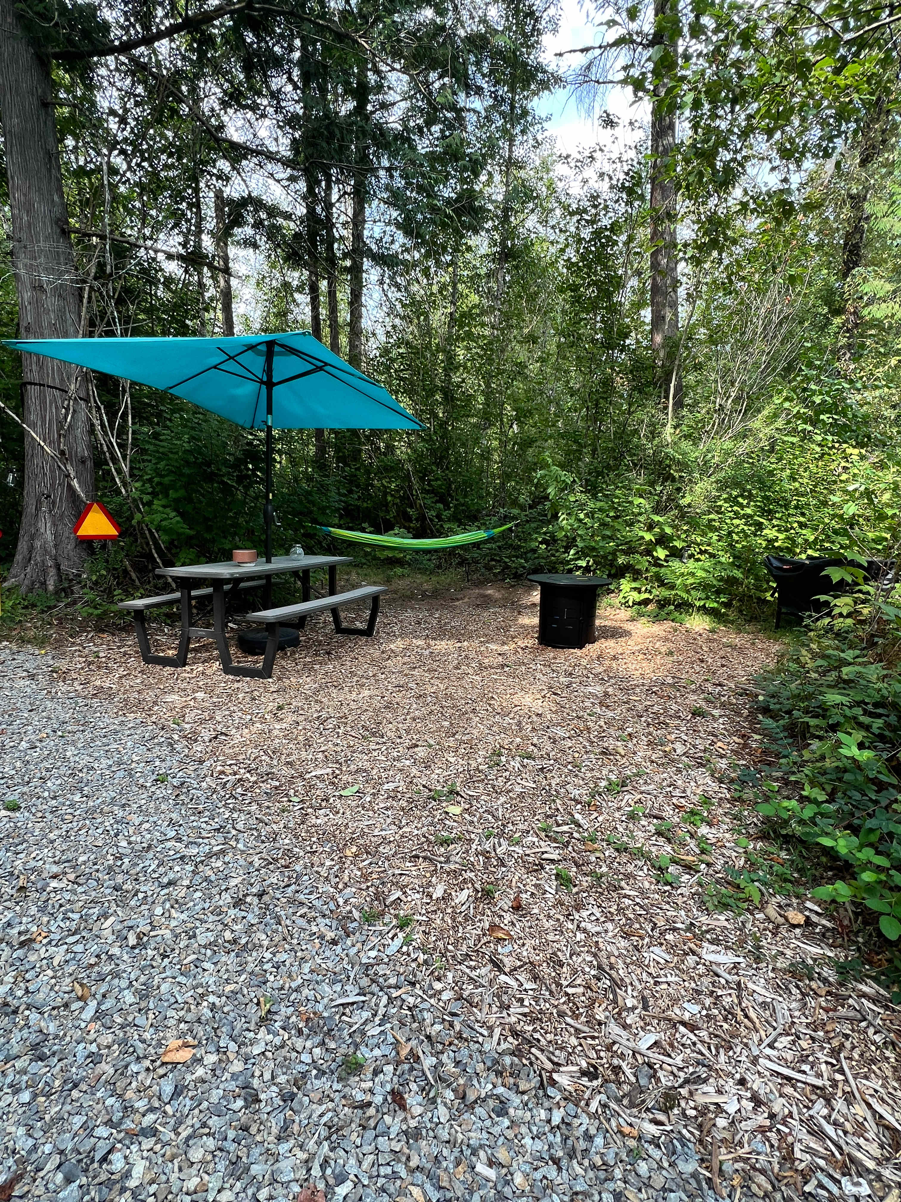 We have just added a gas’s fire-pit and a metal grill/camp stove  cart.