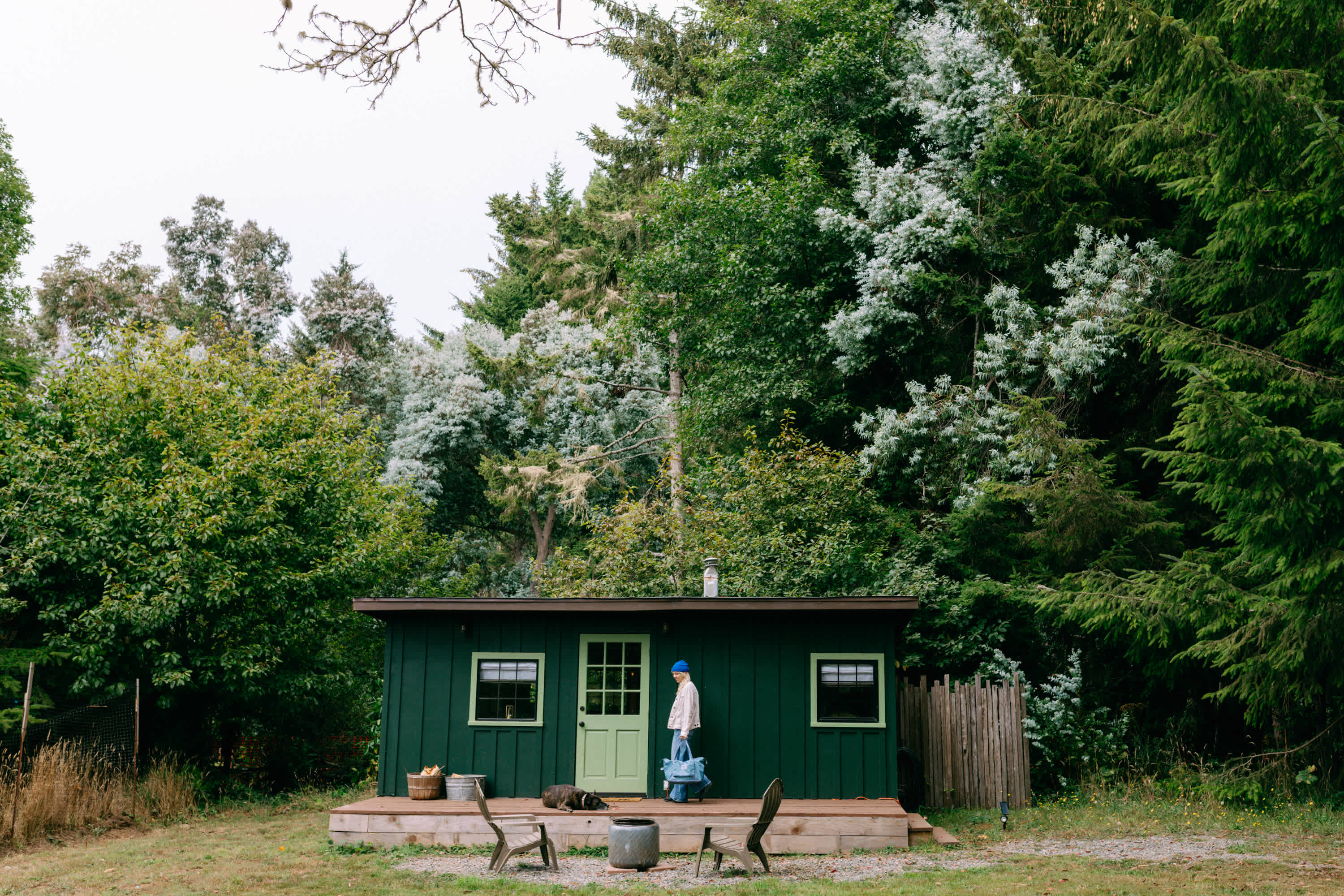 Unloading our stuff inside - parking is right next to the cabin.