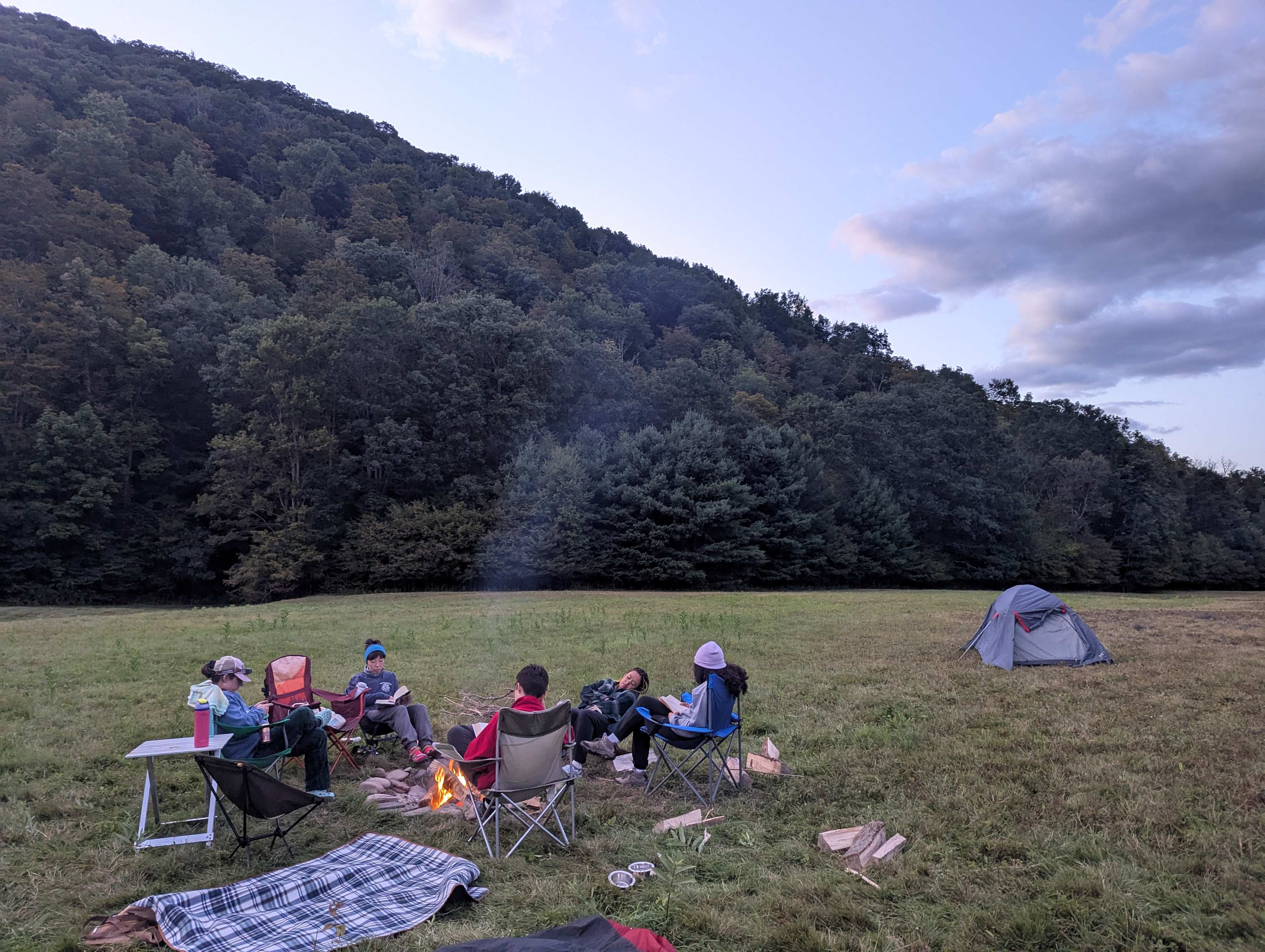 Tent site #2 fire pit & sunset