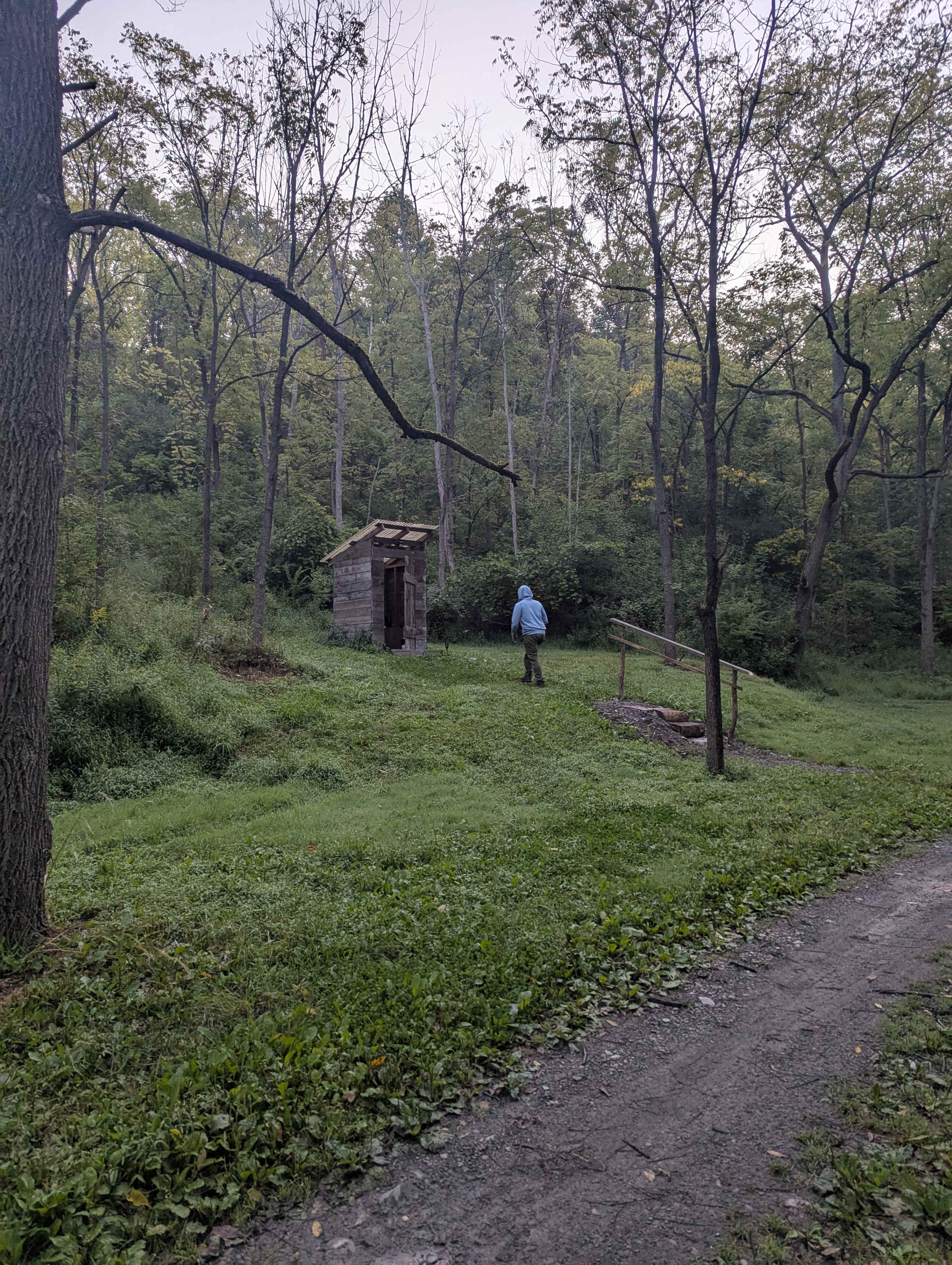 The outhouse was well kept and well lit at night! 