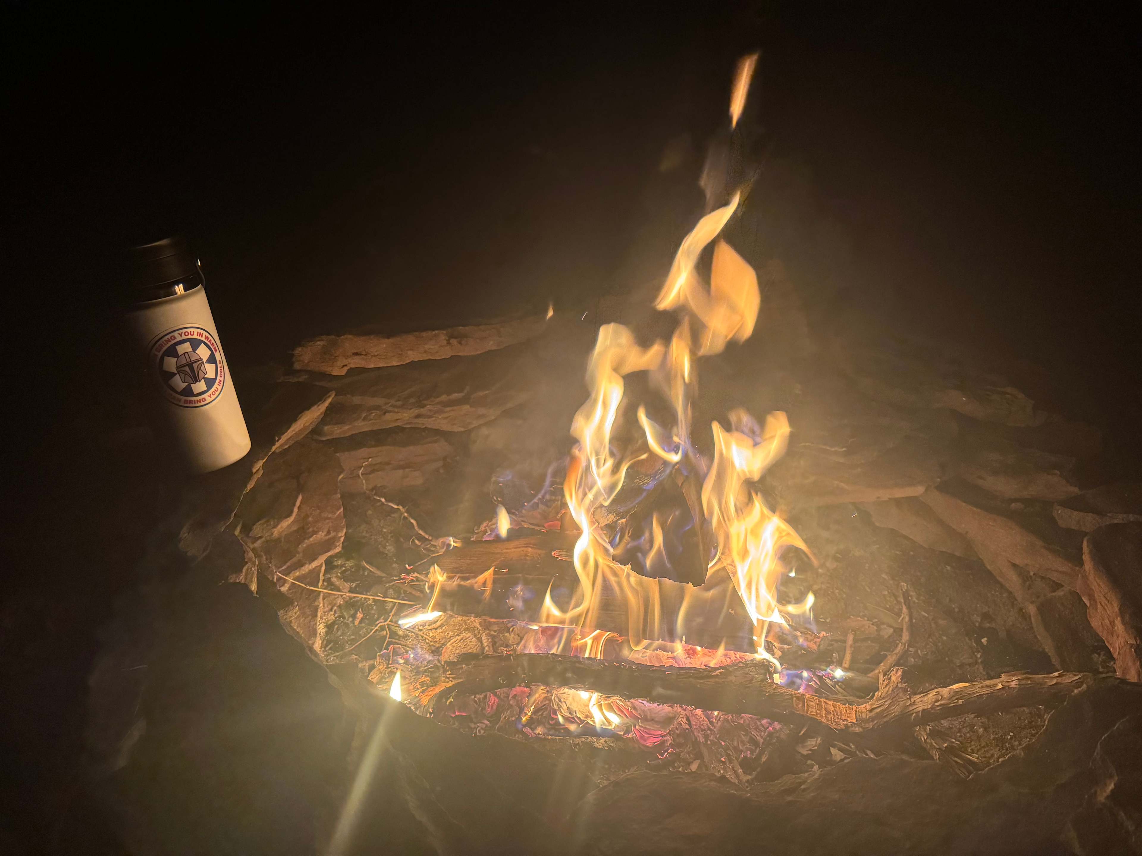 Nice fire pit, and they have firewood available up at the house. 