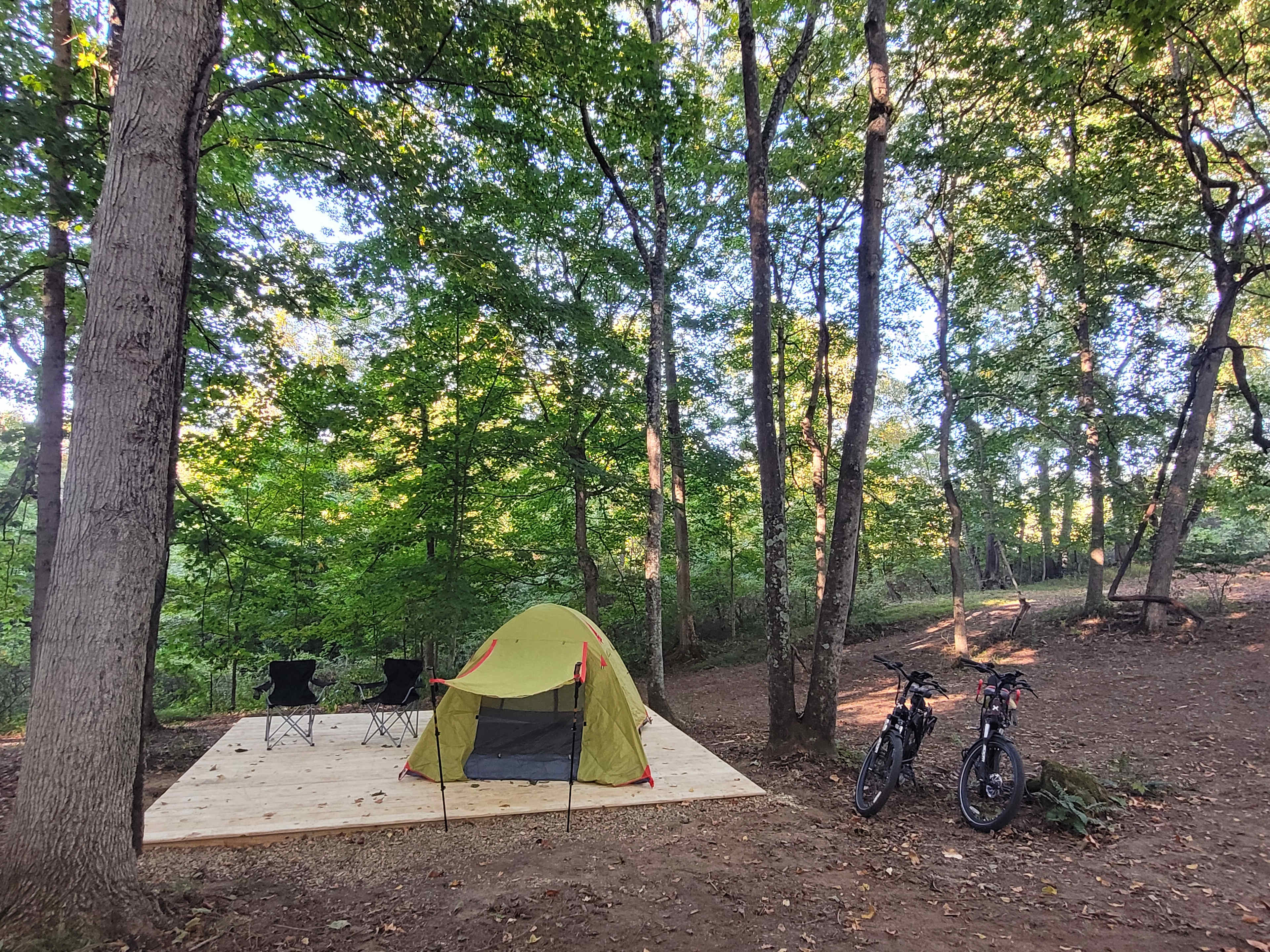Our 12x16 tent platform keeps you and your gear dry and elevated. 