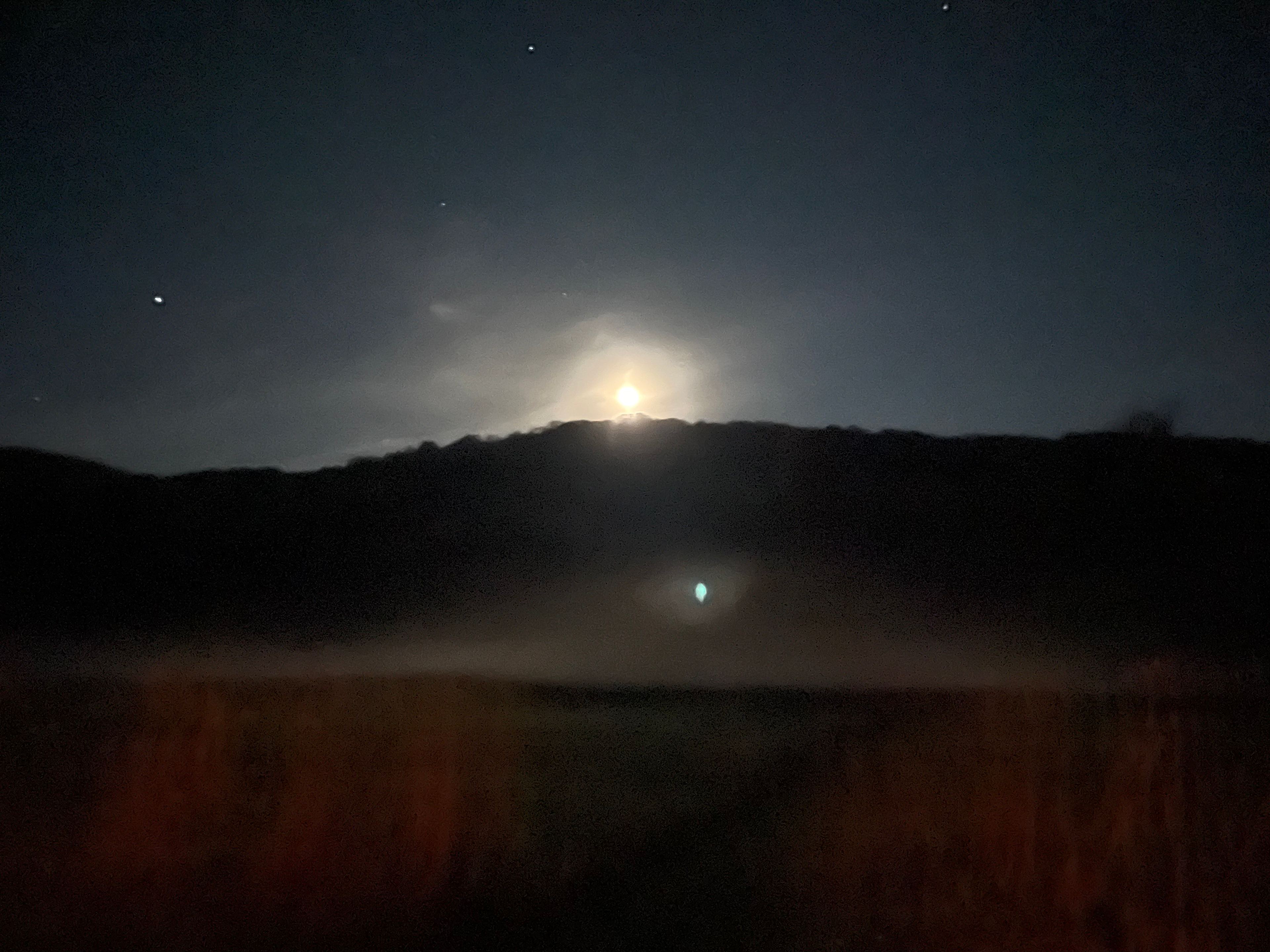 Gorgeous moonrise over the field