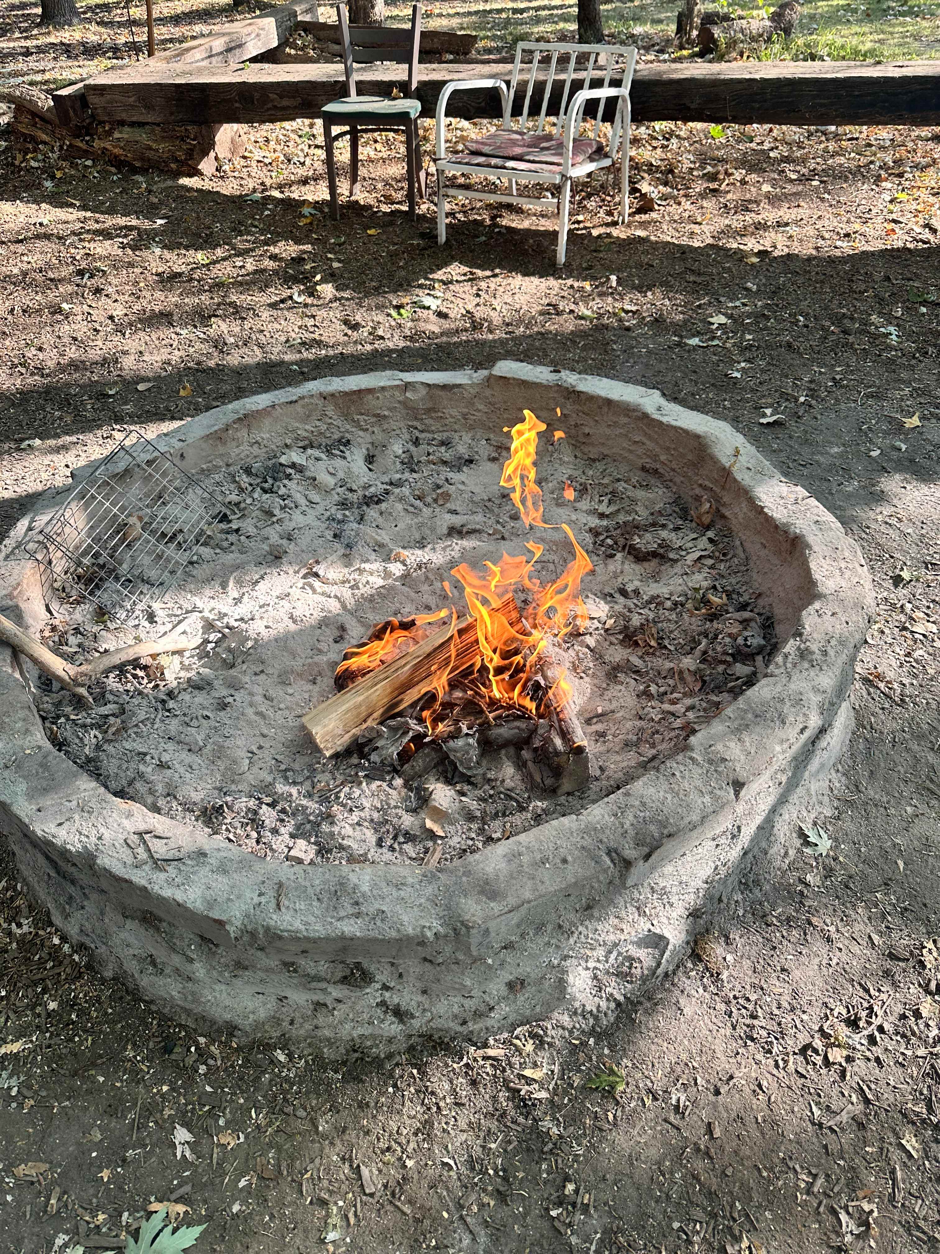 The fire pit is really big.  Like really big.  That’s a good-sized fire we had going and it only took up a portion of the pit.  There’s a Venmo posted to buy firewood, but check ahead of time because he doesn’t always have some.