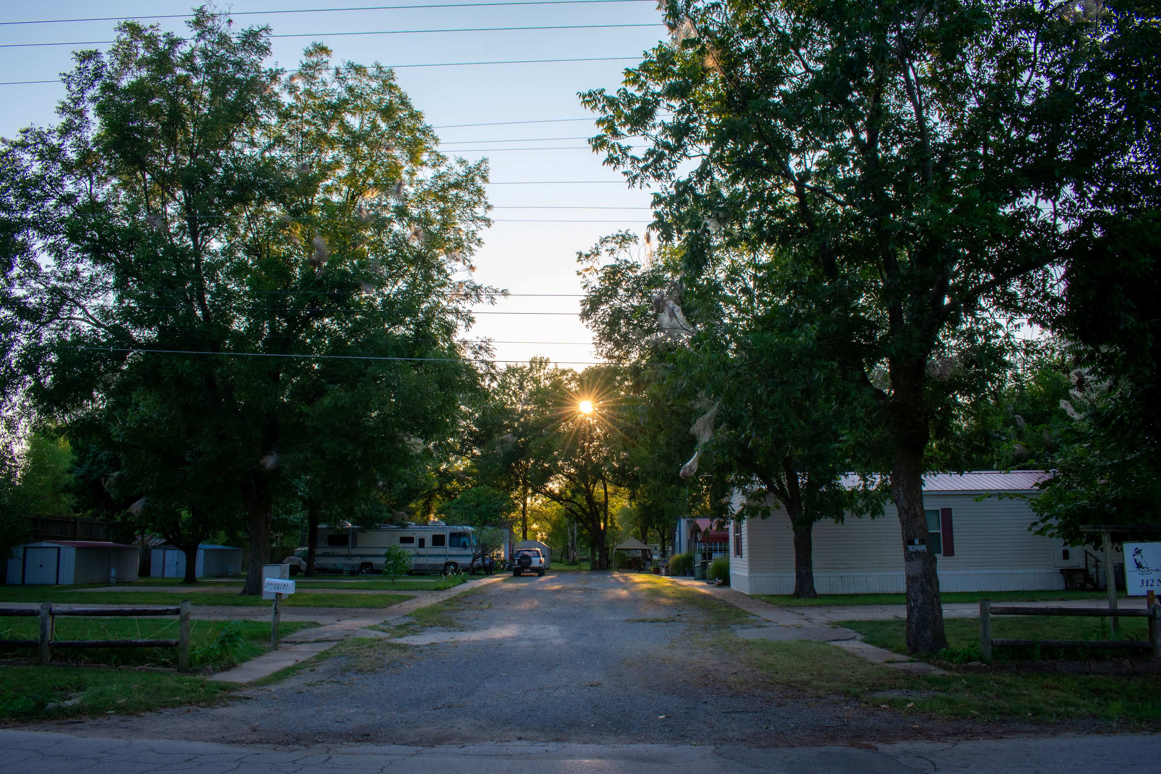Entering the park at sunset