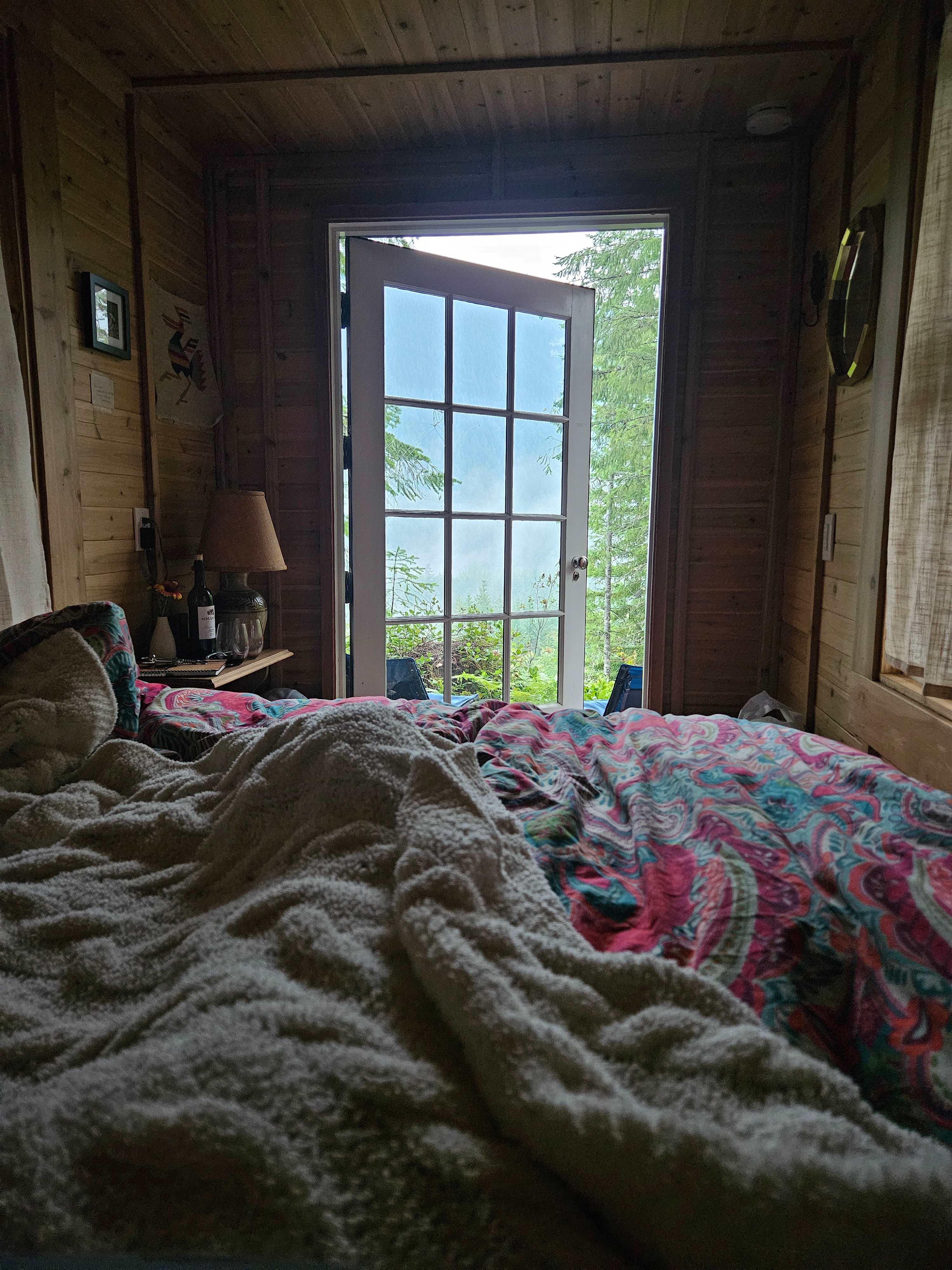 Just watching a lightning storm with fresh coffee and homemade muffins from the host!