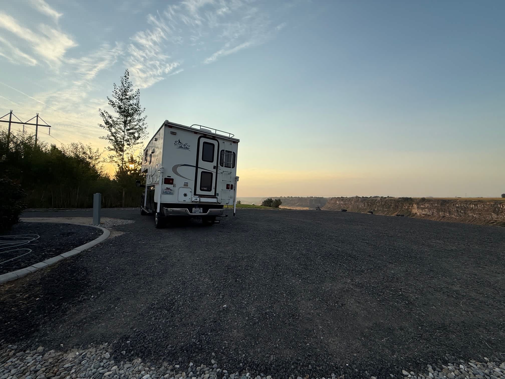 Our camper by the electrical hookup