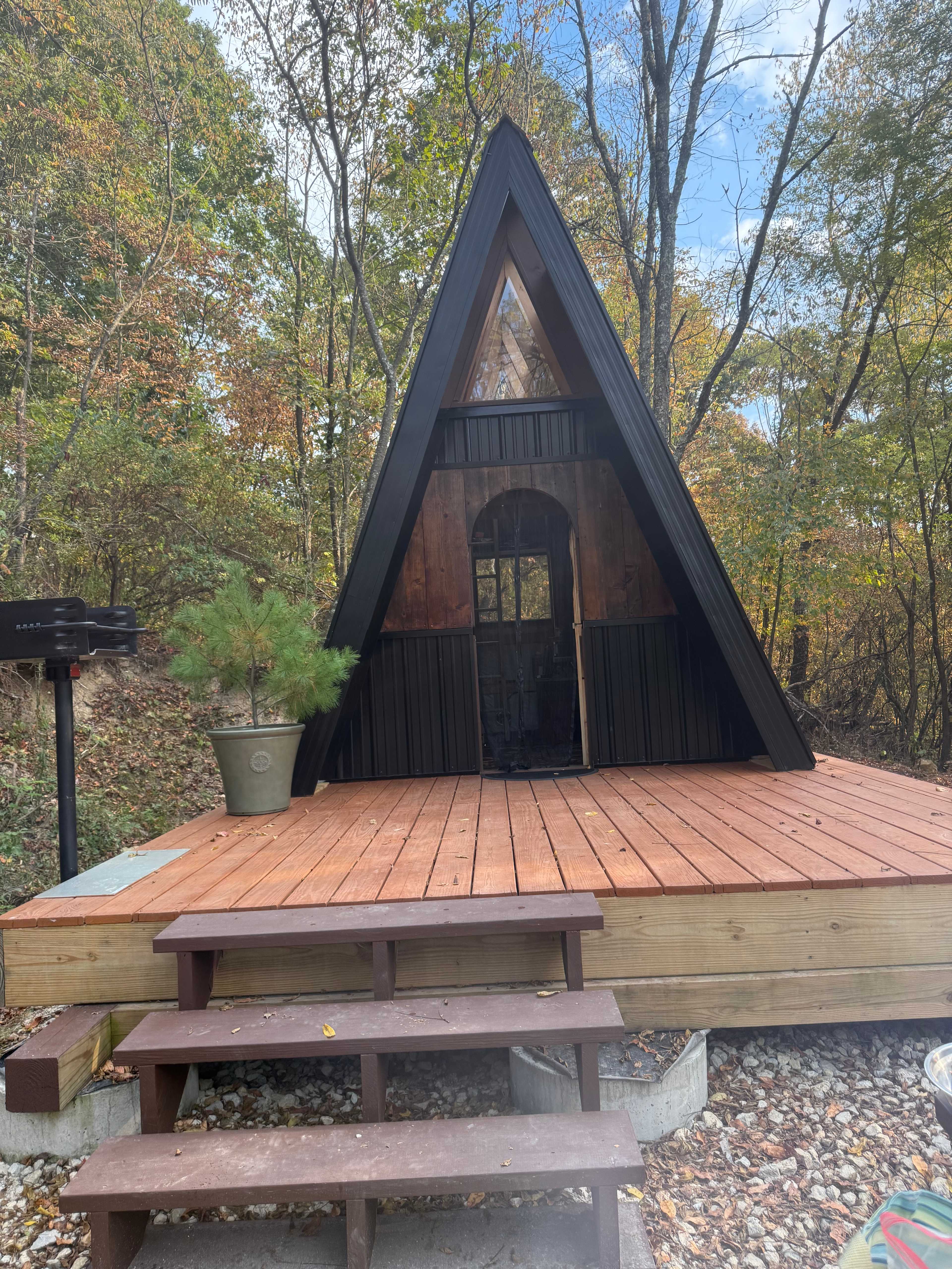 A-frame rustic cabin