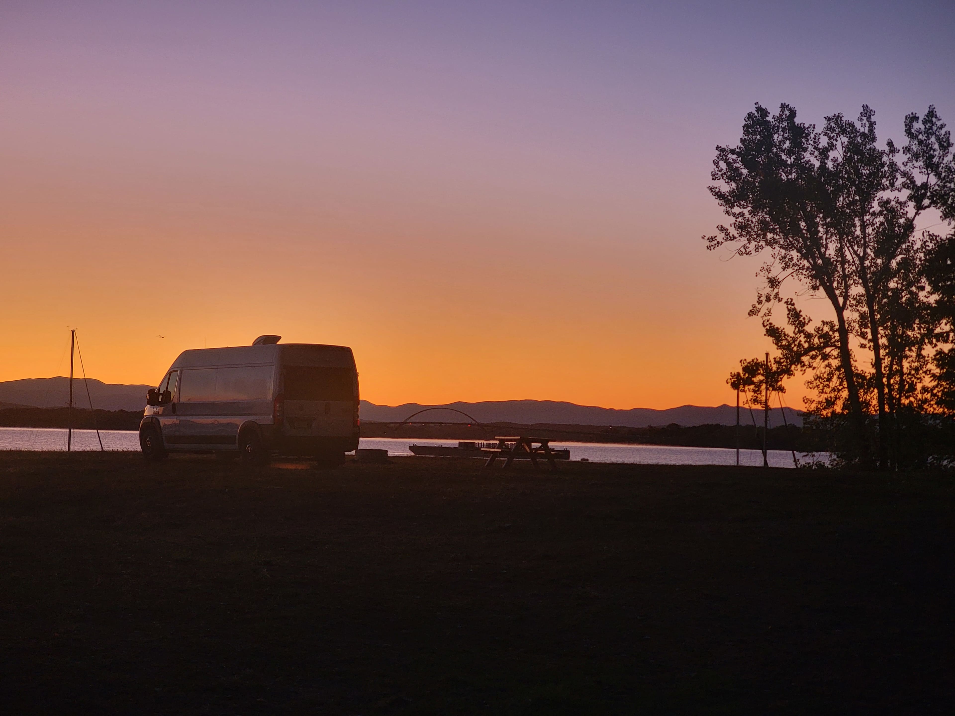 Perfect sunrise coming over Vermont mountains 