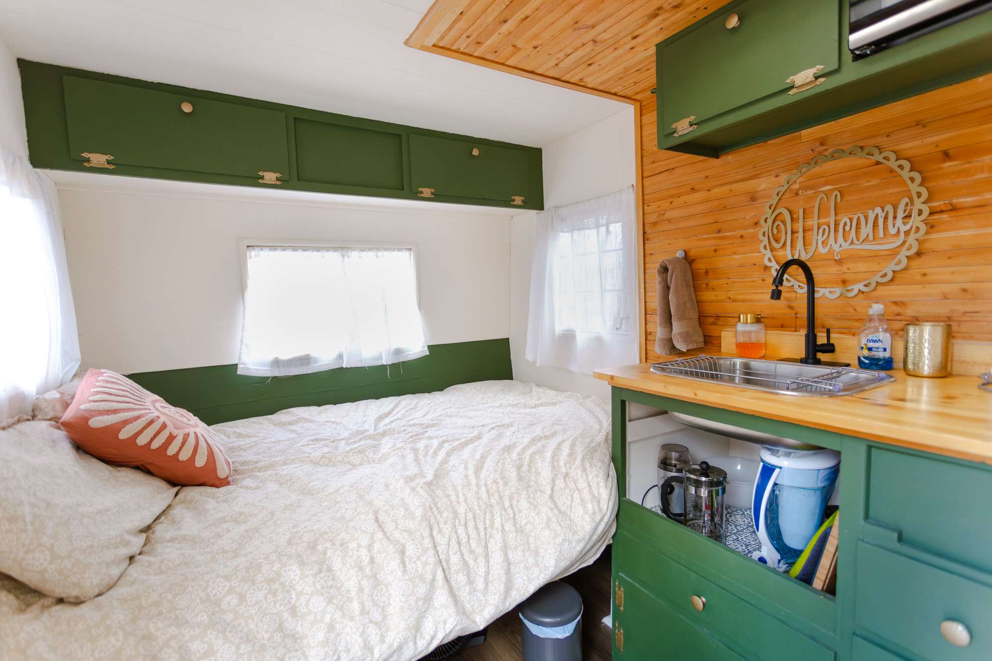 Bed + kitchen area