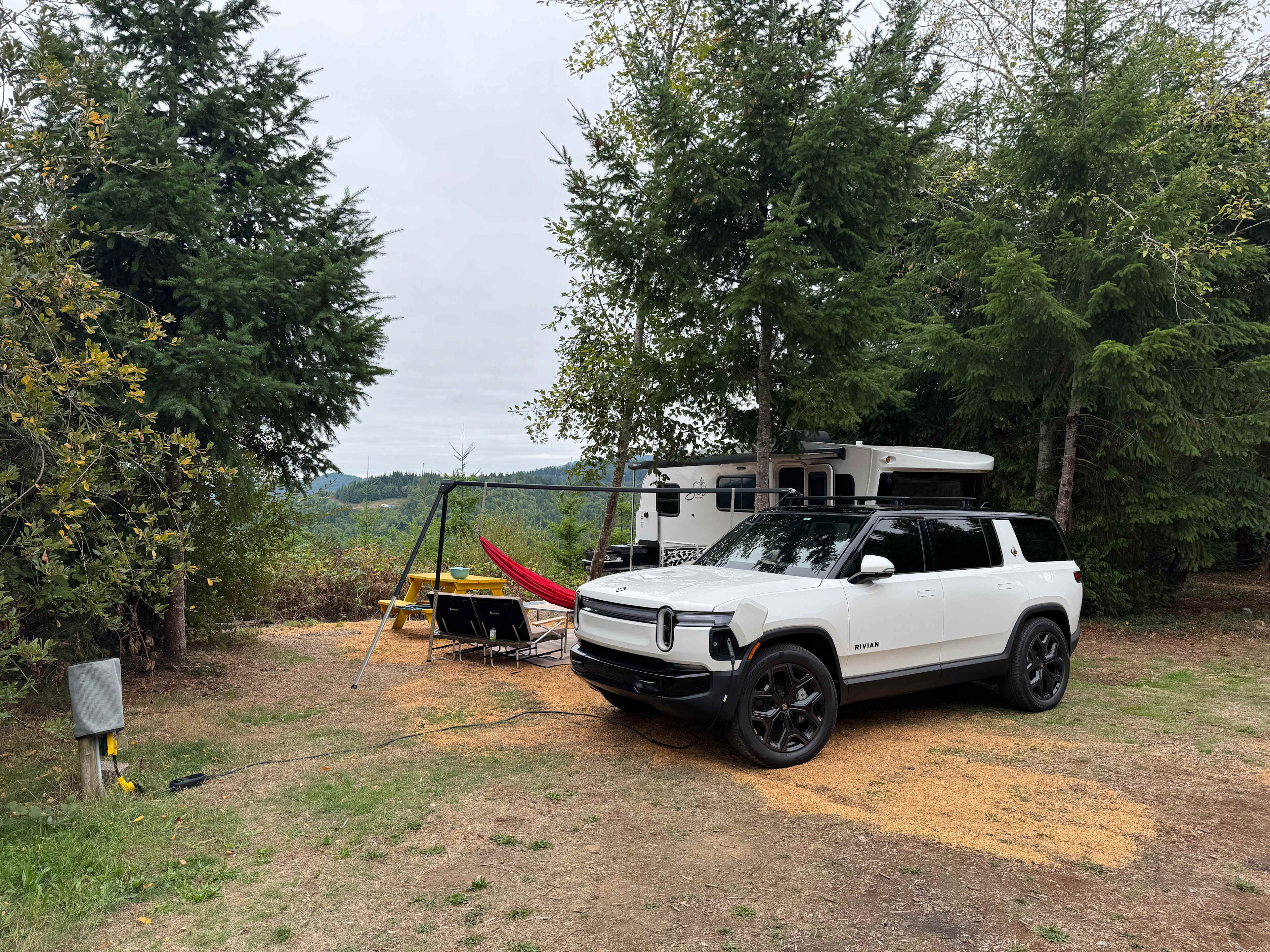 Yellow picnic table site with 30 amp power