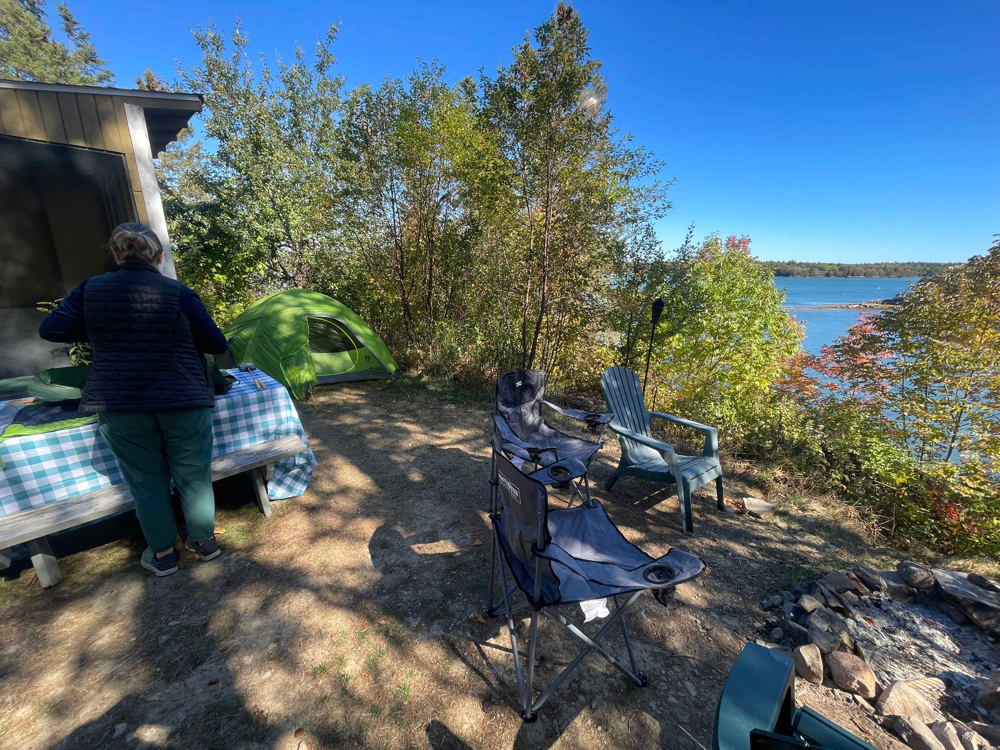 Site 5. We put a 3 person tent next to the lean to