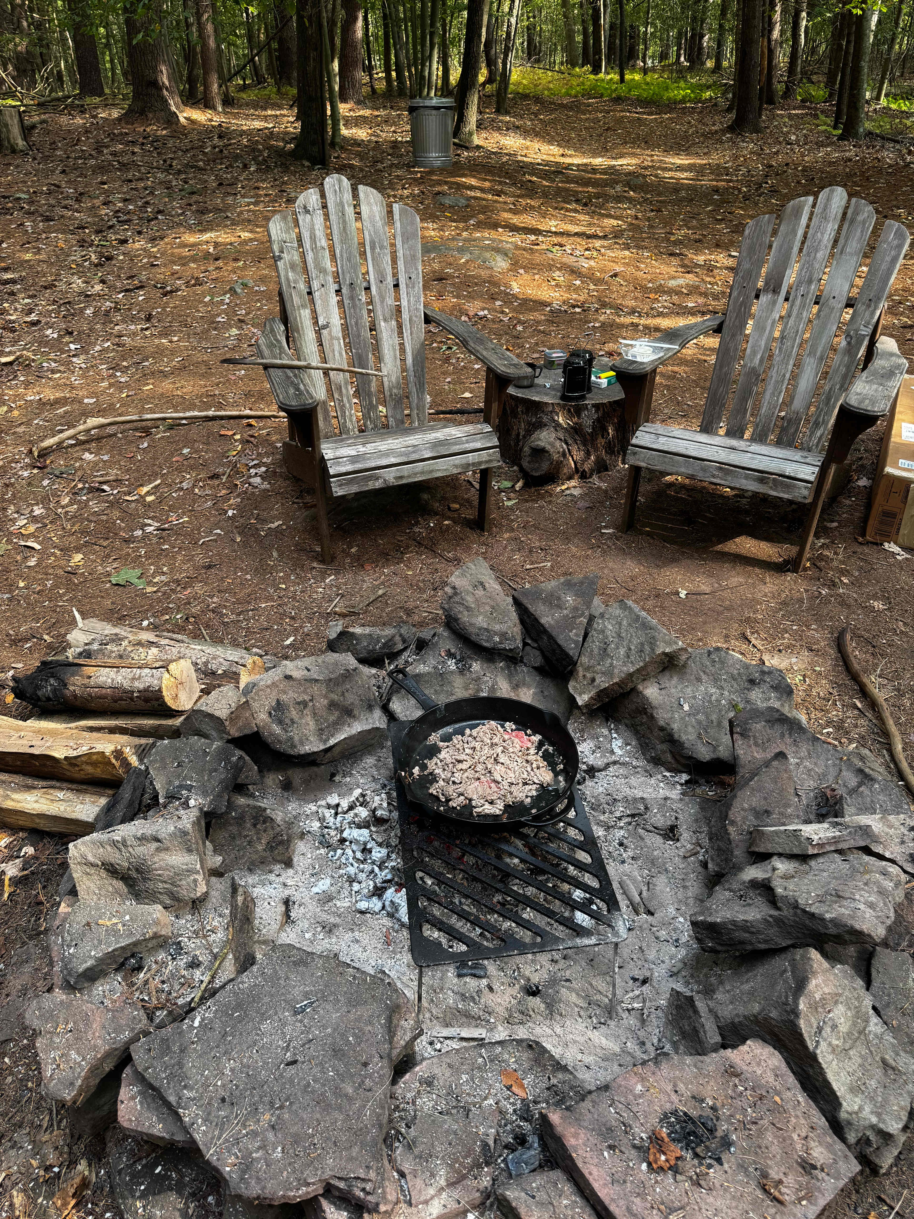 The fire circle at the upper tent camp