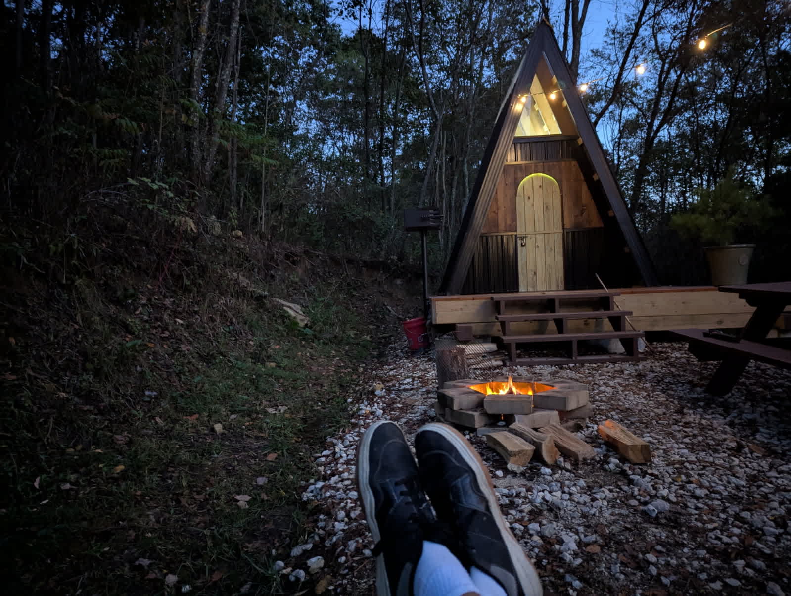 A-frame rustic cabin