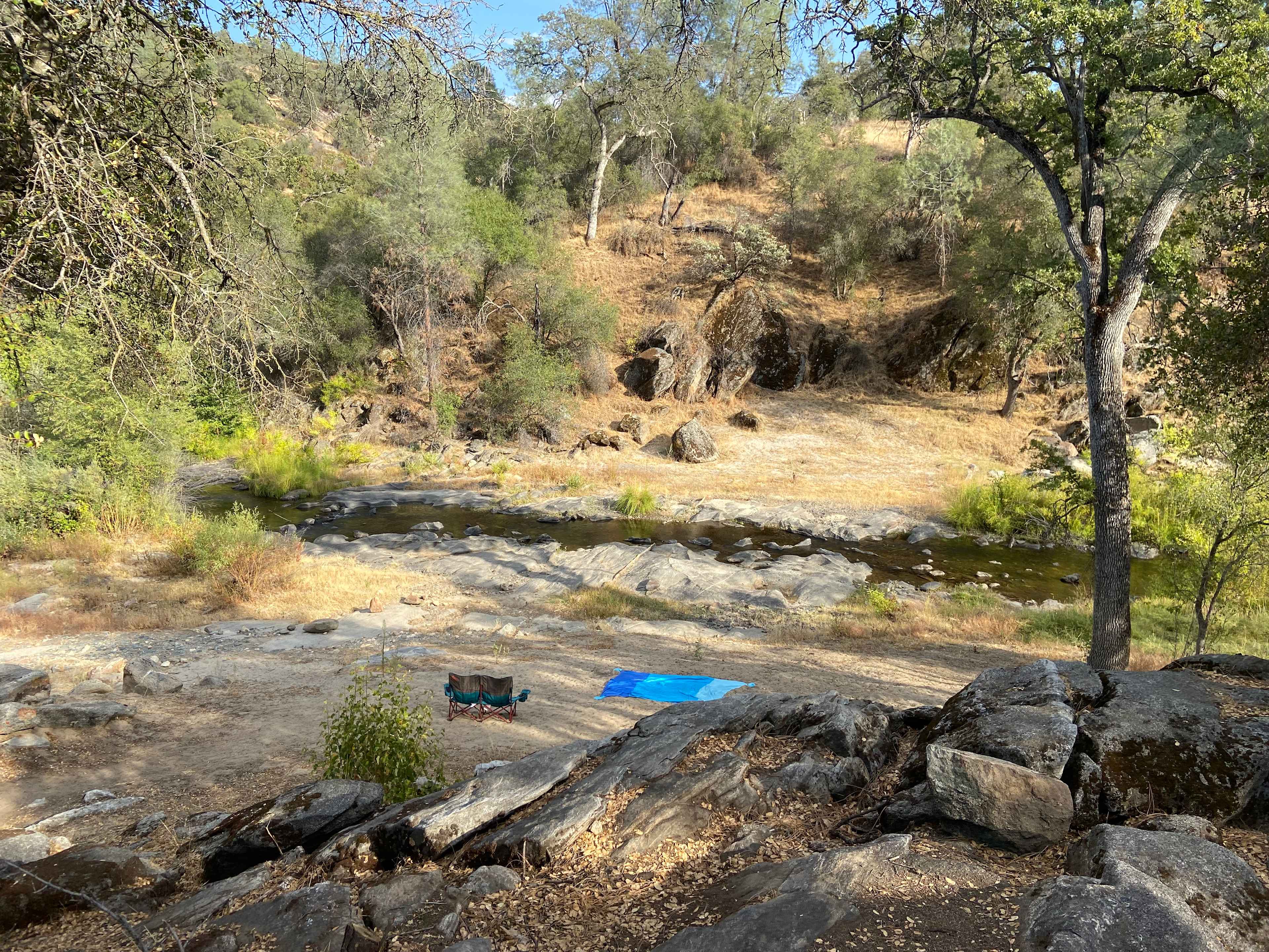 Beach in front of pergola 