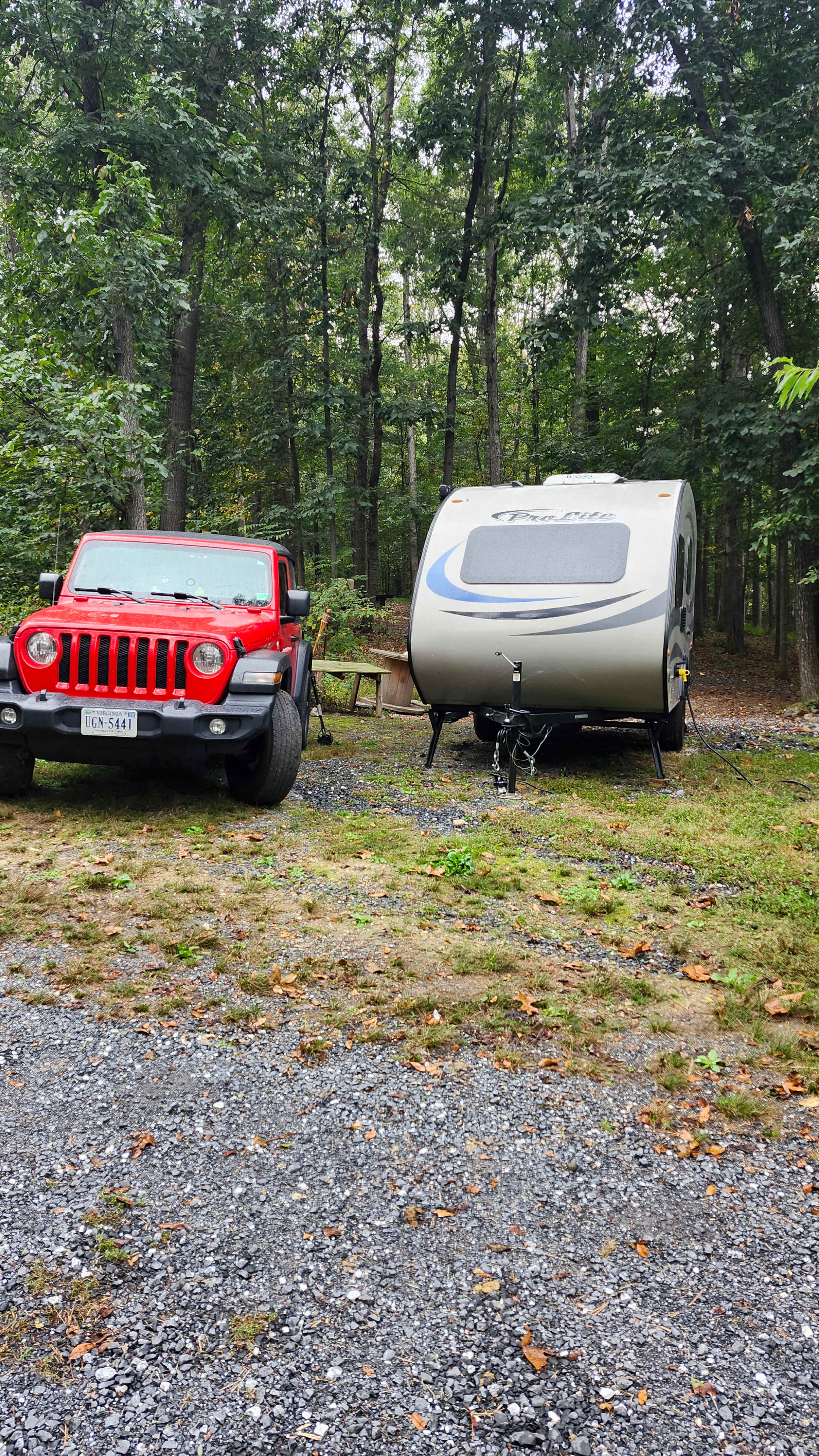 Had to unhitch to get the camper (13') onto a flat spot and the car off the road.