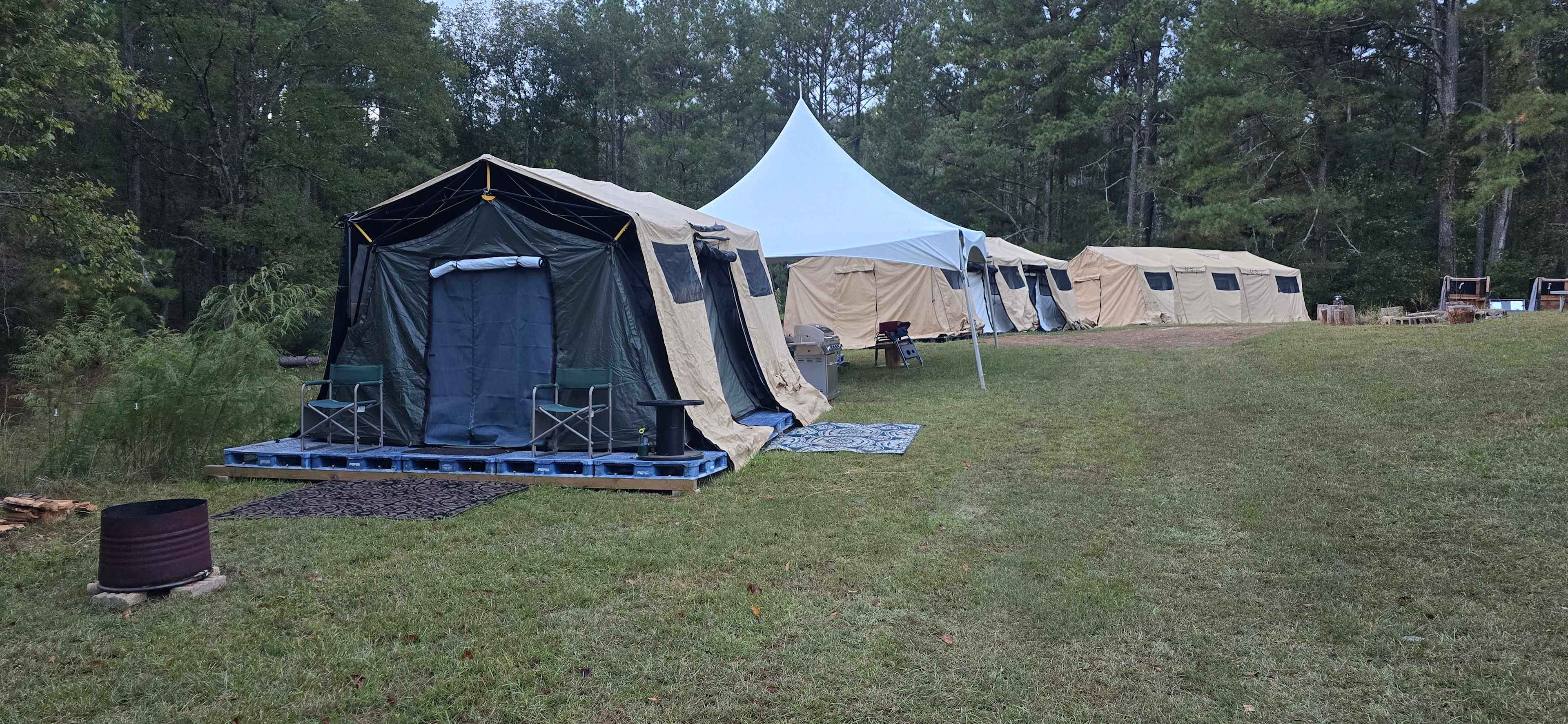 We were in the first tent. But the other tents were not rented out. The tent sides are very thick and zip completely shut. 