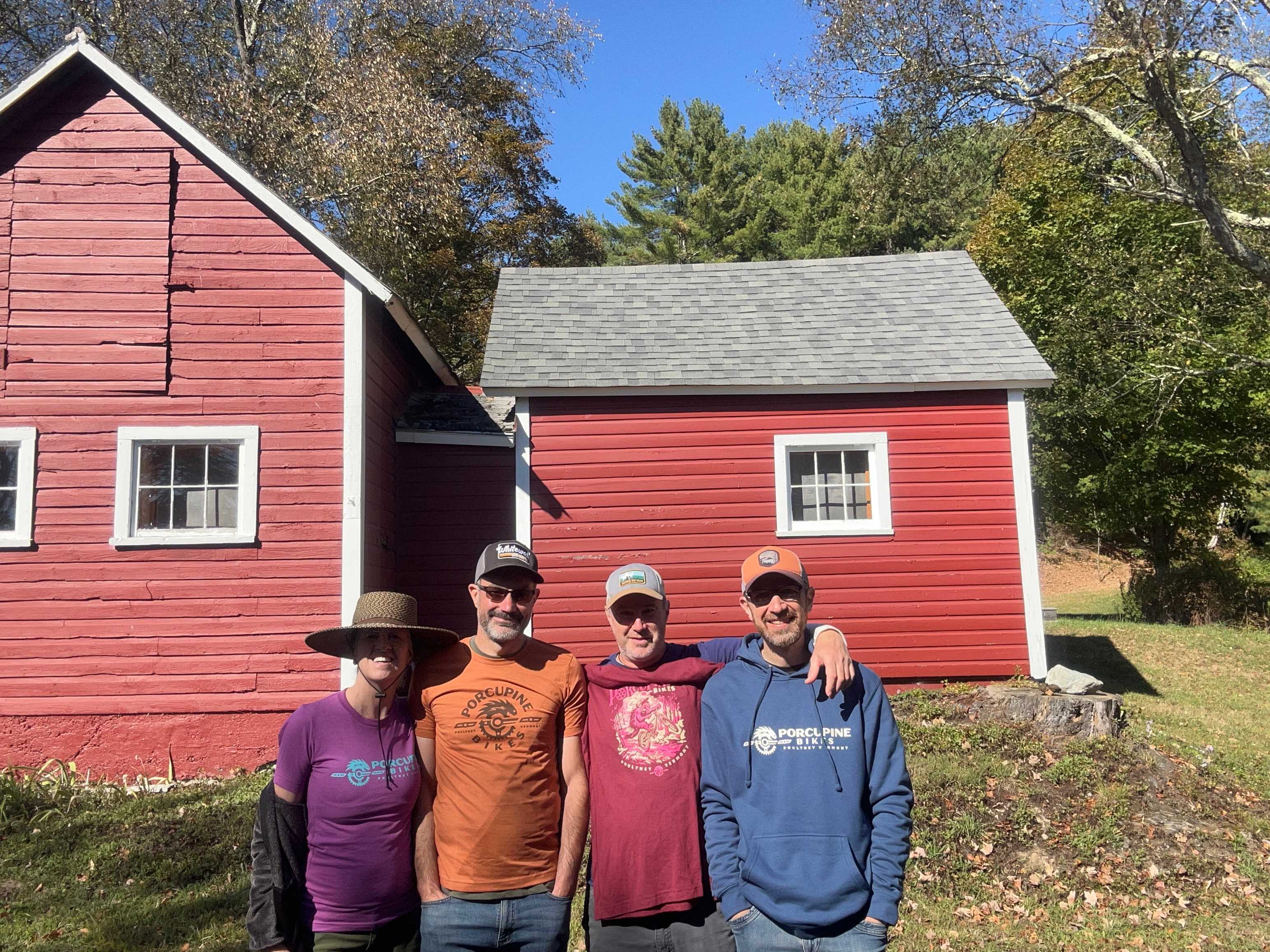 Our group with our Porcupine Bike Shop shirts.