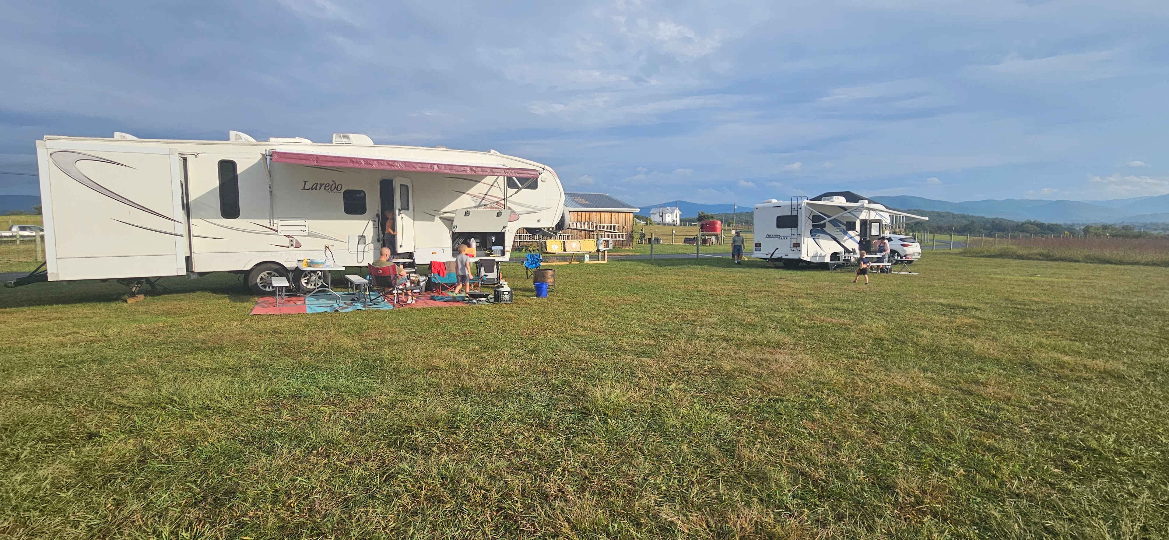 Site 2, left, 36' fifth wheel.